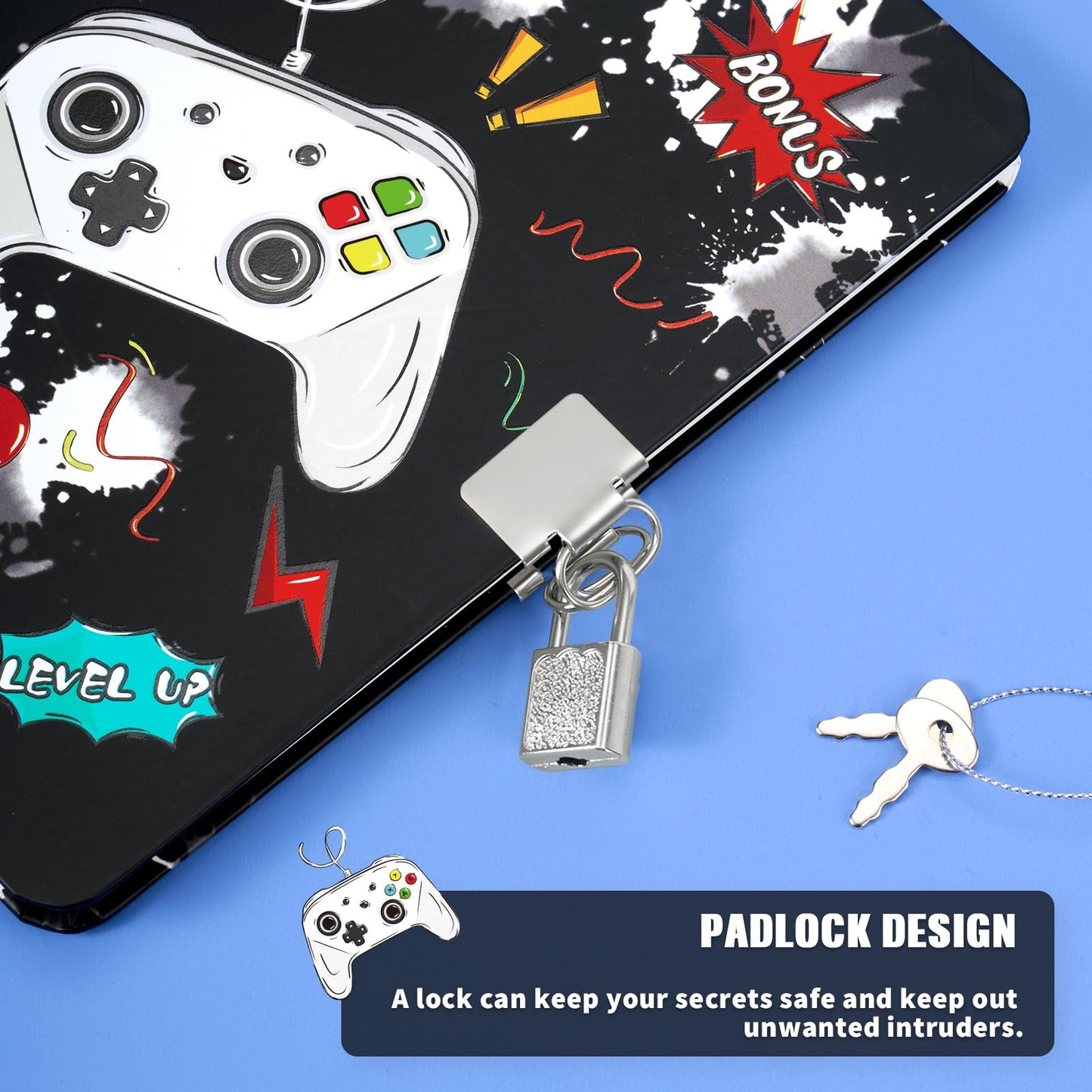 WERNNSAI Luminous Game Diary for Boys | Secret Diary with Lock & Pen