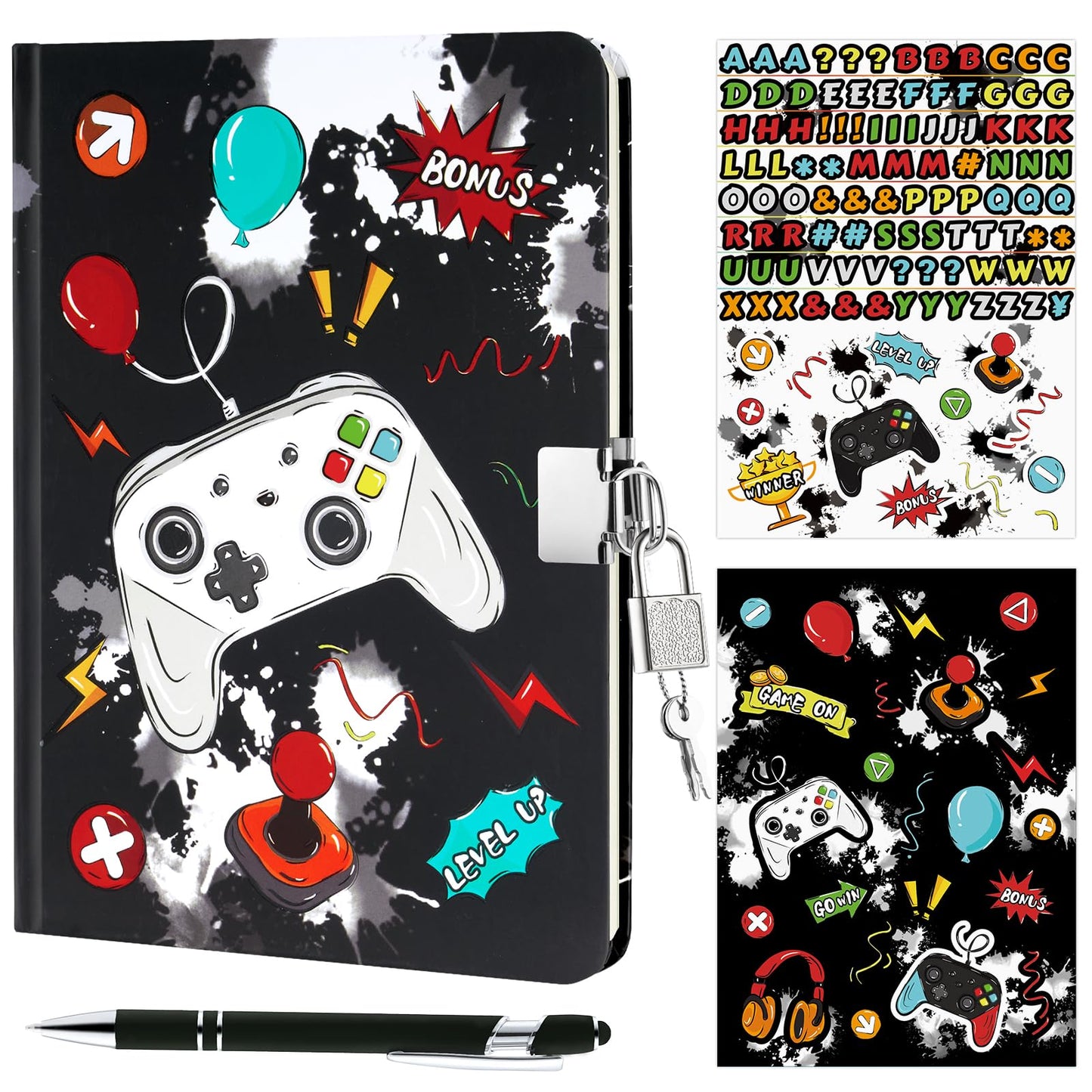 WERNNSAI Luminous Game Diary for Boys | Secret Diary with Lock & Pen