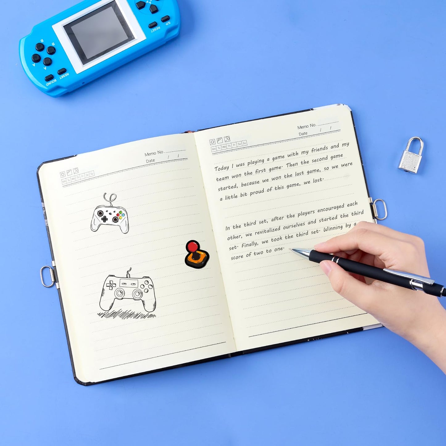 WERNNSAI Luminous Game Diary for Boys | Secret Diary with Lock & Pen