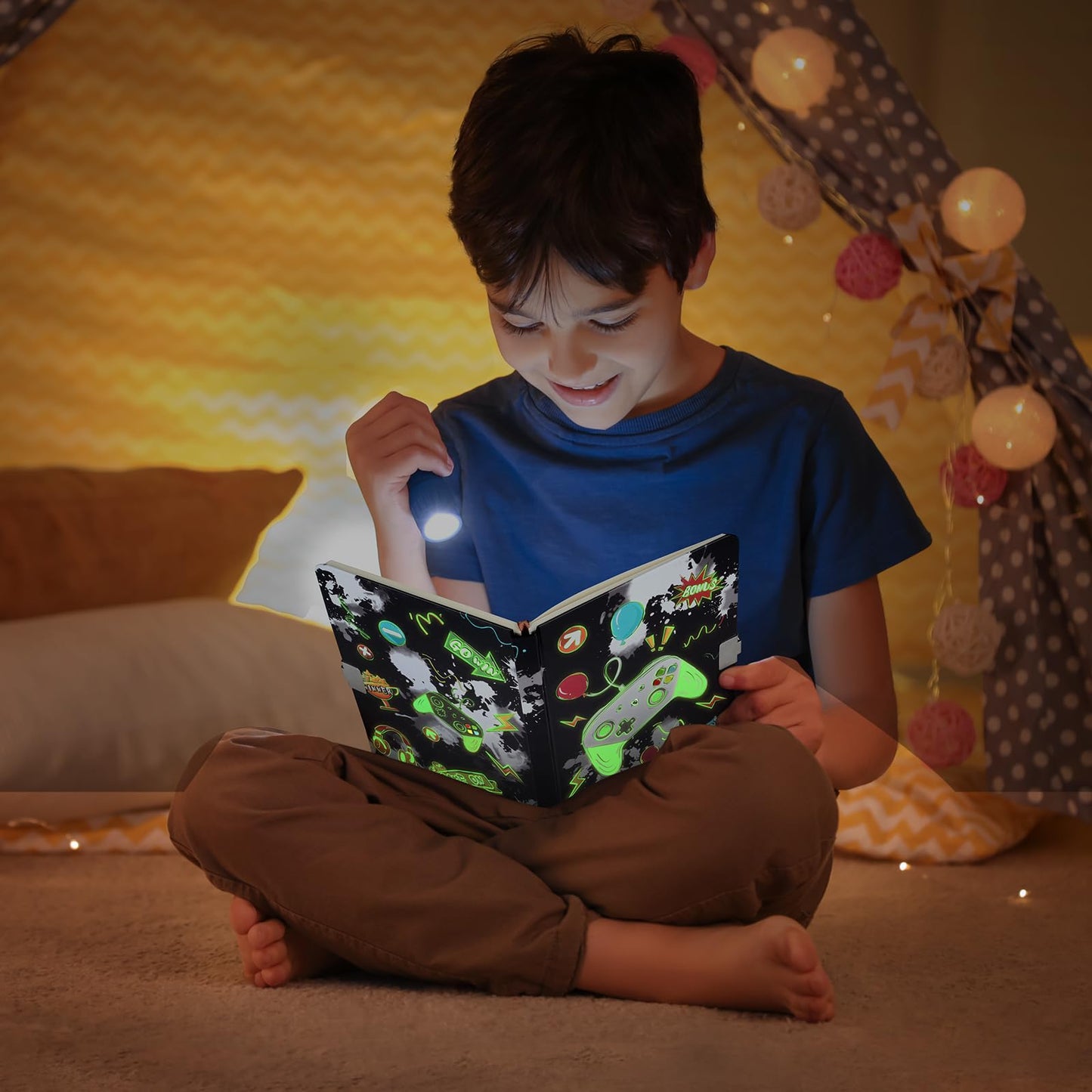 WERNNSAI Luminous Game Diary for Boys | Secret Diary with Lock & Pen