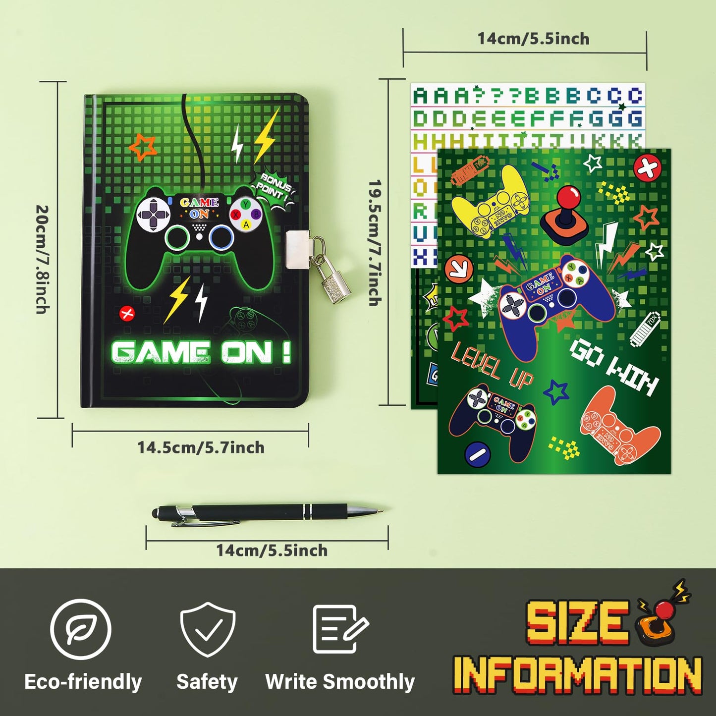 WERNNSAI Luminous Kids Diary for Boys – Secret Lock Journal, A5 Gift Set