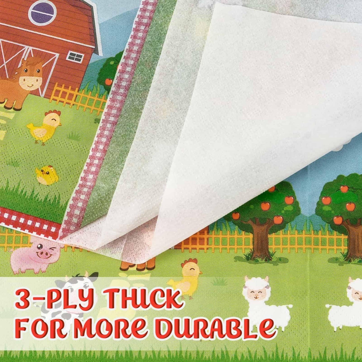 WERNNSAI Farm Birthday Decorations – 50 Pack 3-Ply Farm Animal Napkins, 13x13 Inches