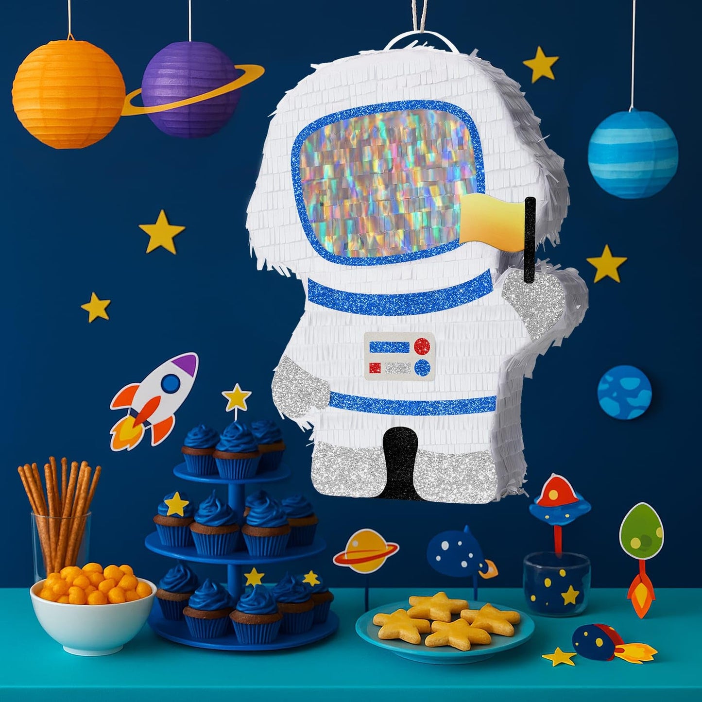 WERNNSAI Astronaut Pinata - Space Party Decor with Blindfold & Bat