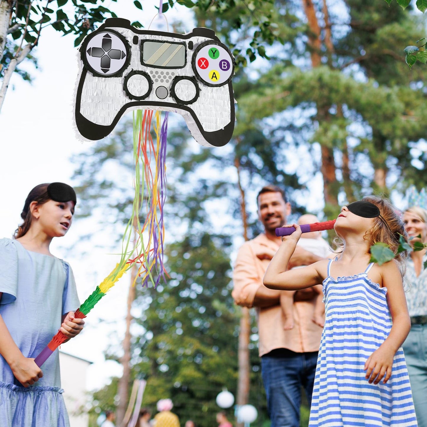 WERNNSAI Video Game Piñata Bundle – Controller Piñata with Blindfold & Bat