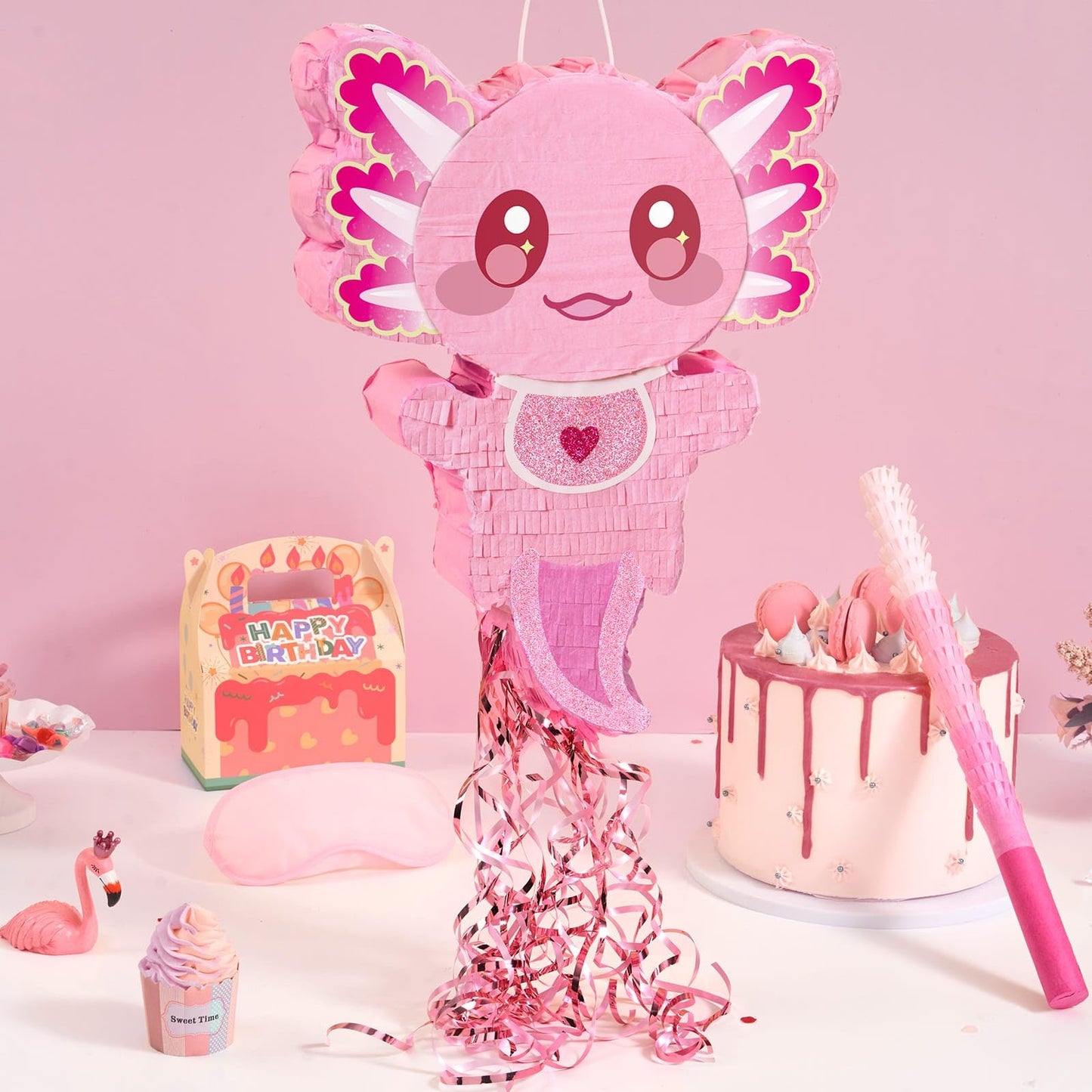 WERNNSAI Pink Axolotl Piñata – Cute Underwater Party Game & Baby Shower Decor