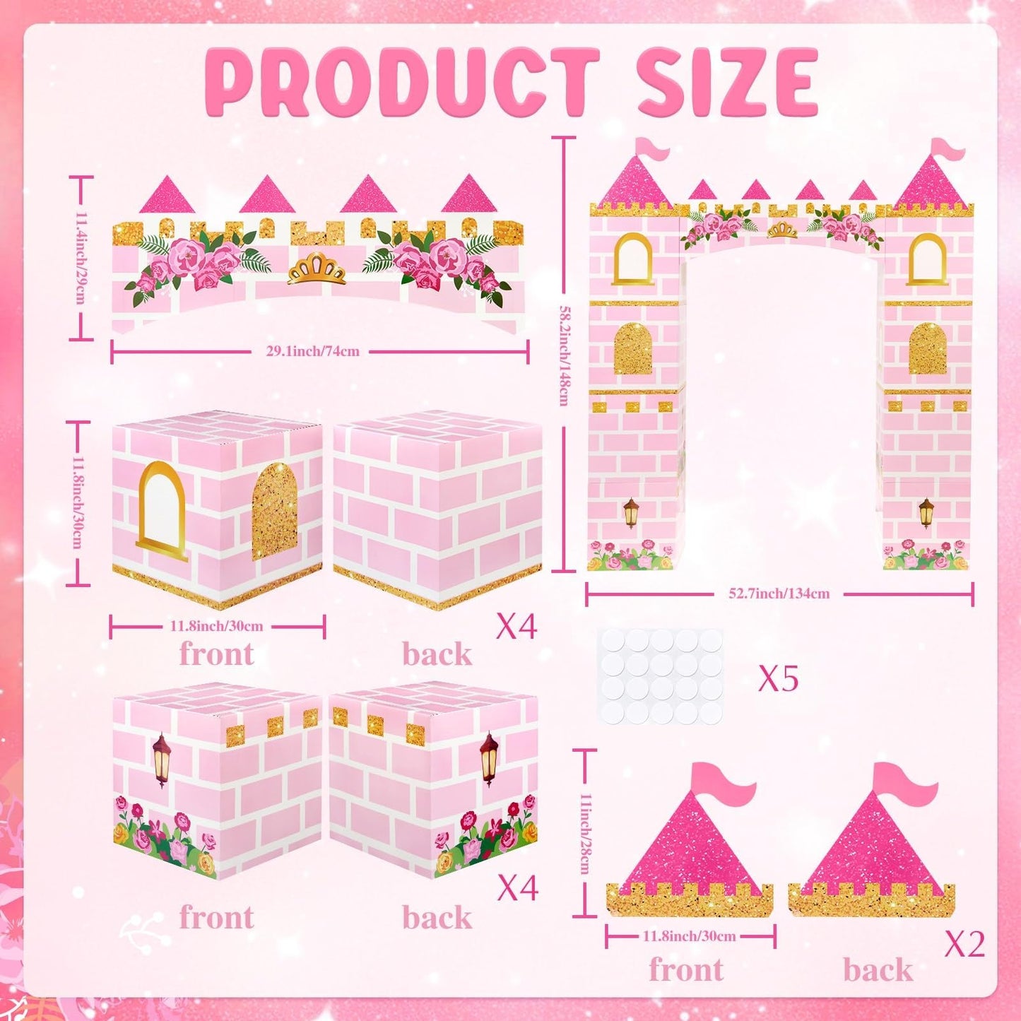 WERNNSAI 11 PCS Princess Party Decorations – Pink Castle Playhouse Kit