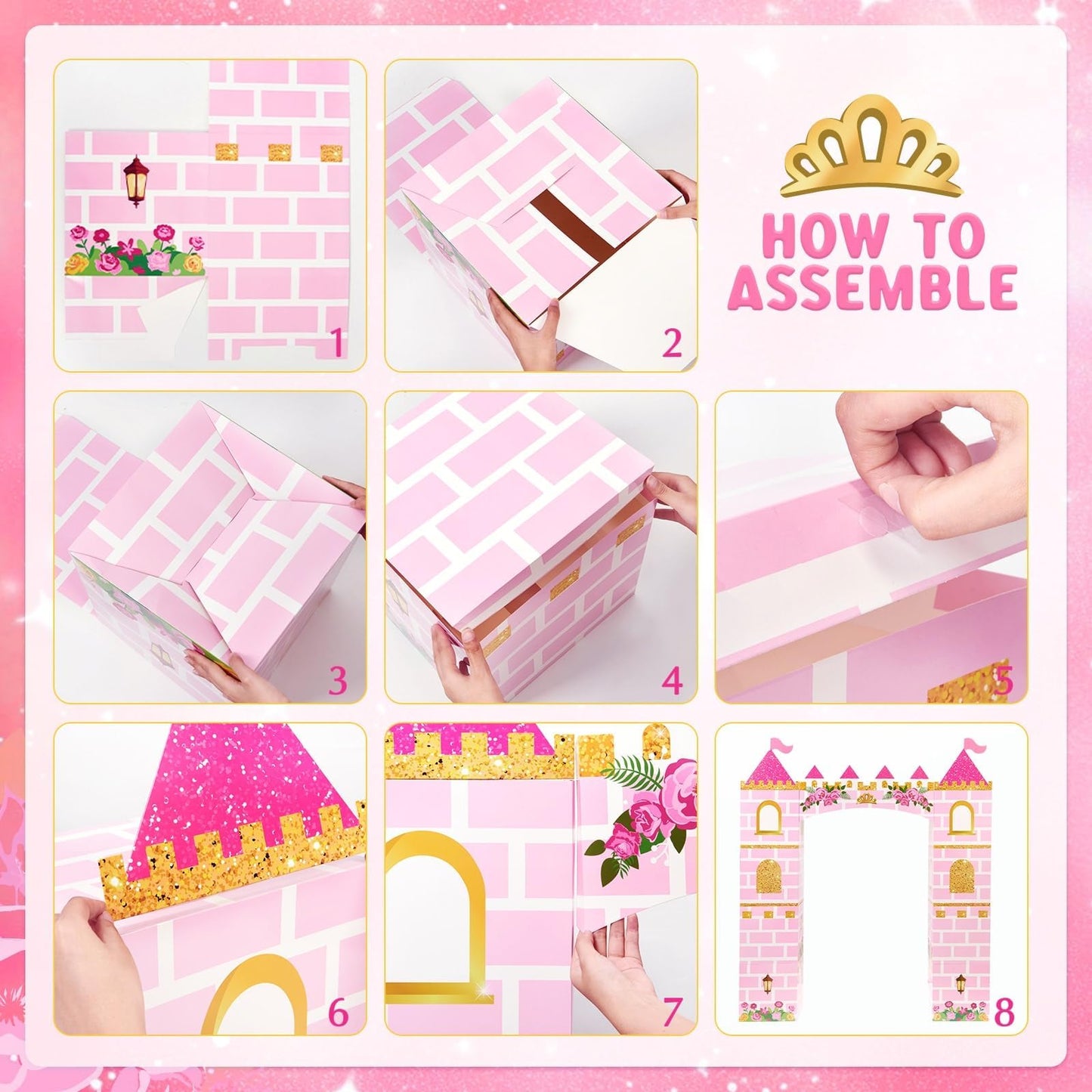 WERNNSAI 11 PCS Princess Party Decorations – Pink Castle Playhouse Kit