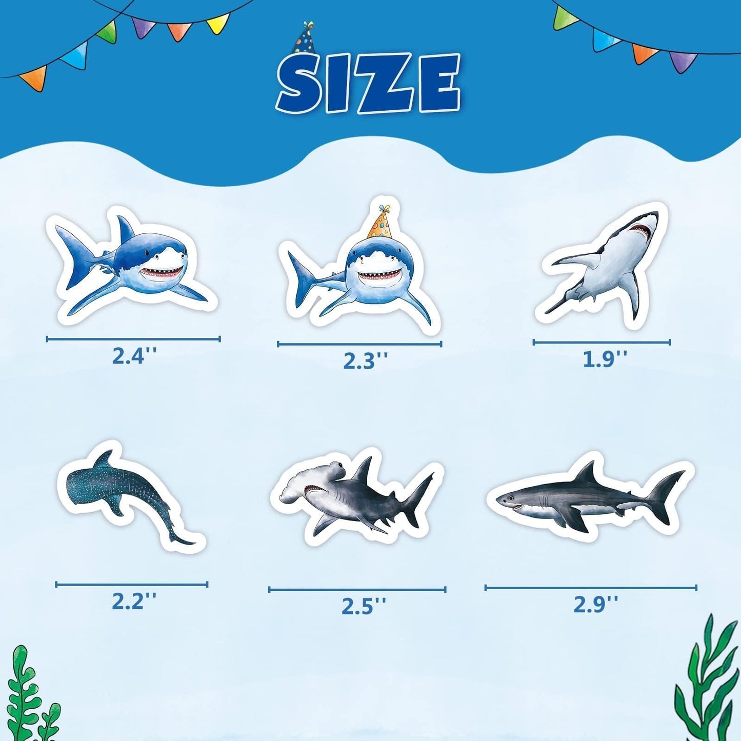 WERNNSAI 36 PCS Shark Cupcake Toppers – Ocean Birthday Party Decorations
