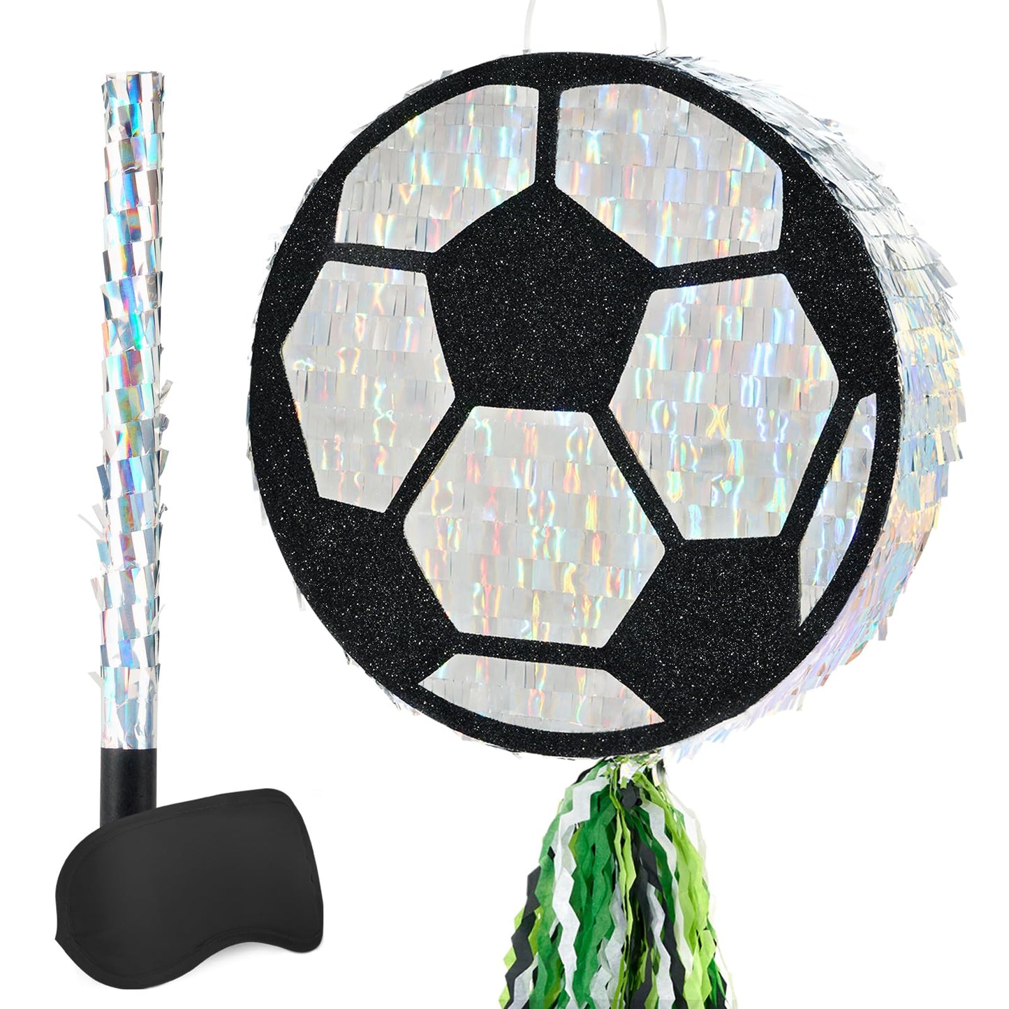 WERNNSAI Soccer Ball Pinata – Party Decoration with Blindfold Bat & Pull String