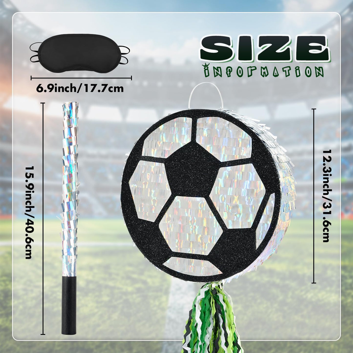 WERNNSAI Soccer Ball Pinata – Party Decoration with Blindfold Bat & Pull String