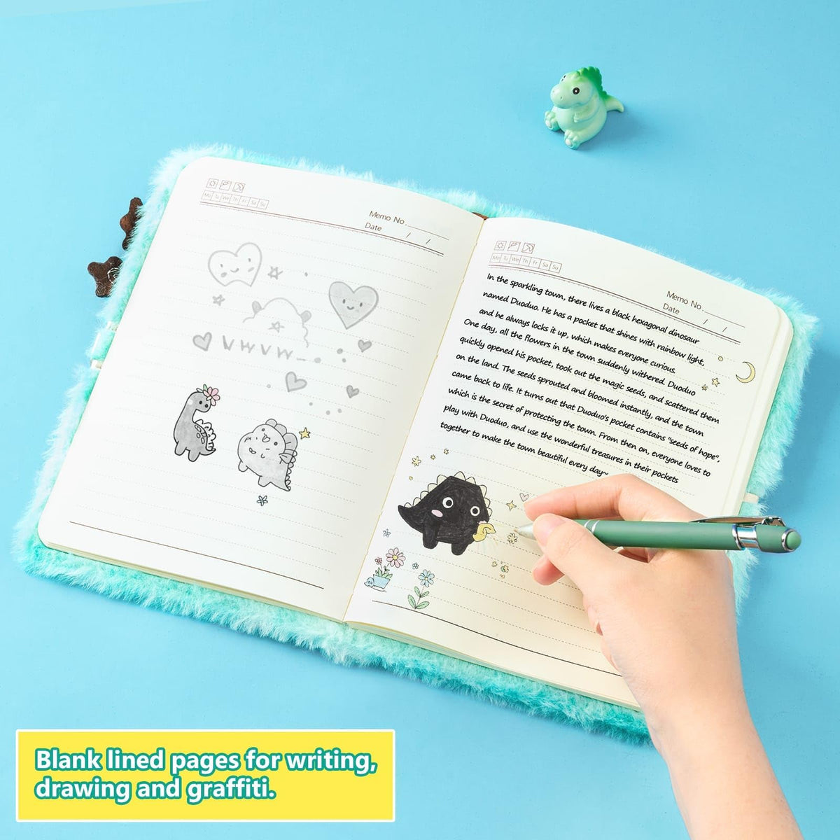 WERNNSAI Kids Plush Axolotl Diary with Lock and Key — Secret A5 Journal for Boys
