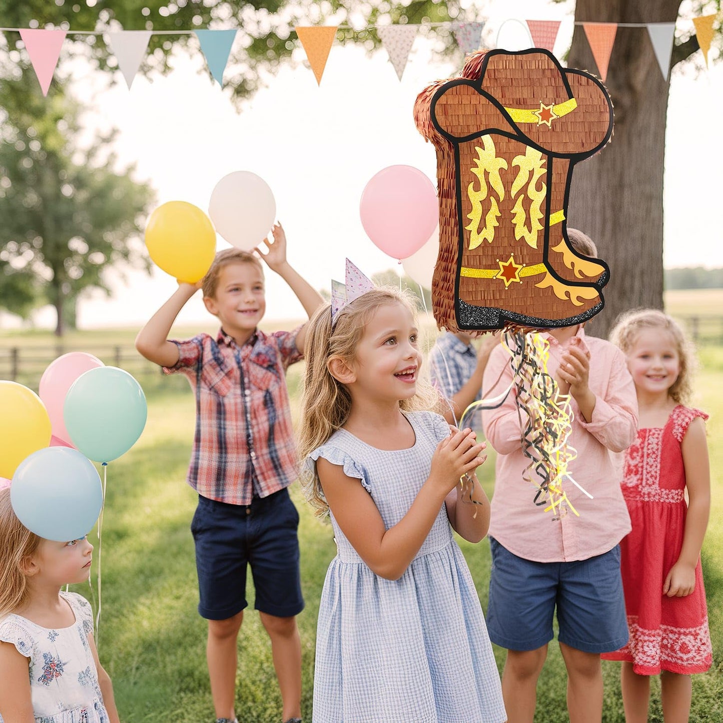 WERNNSAI Western Cowgirl Boot Piñata – Cowboy Hat Pinata for Rodeo Parties