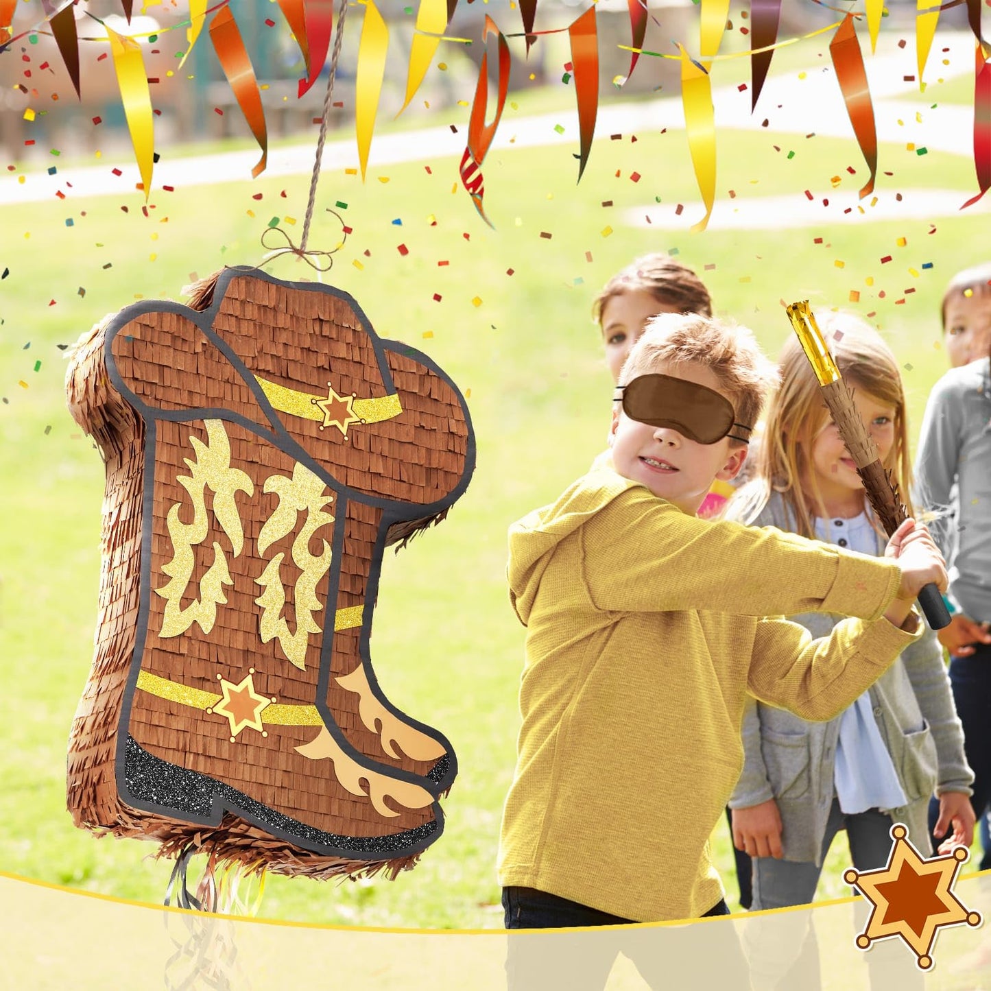 WERNNSAI Western Cowgirl Boot Piñata – Cowboy Hat Pinata for Rodeo Parties