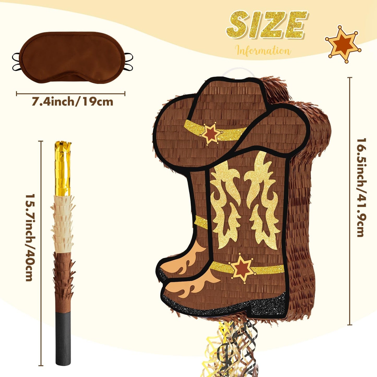 WERNNSAI Western Cowgirl Boot Piñata – Cowboy Hat Pinata for Rodeo Parties