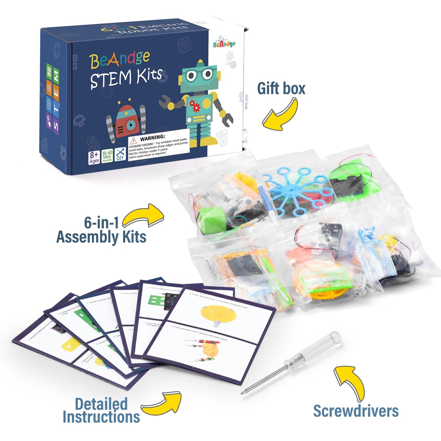 WESAYEE Science STEM Kits for Kids 8-13 — 6-in-1 Robotics & Coding DIY Projects
