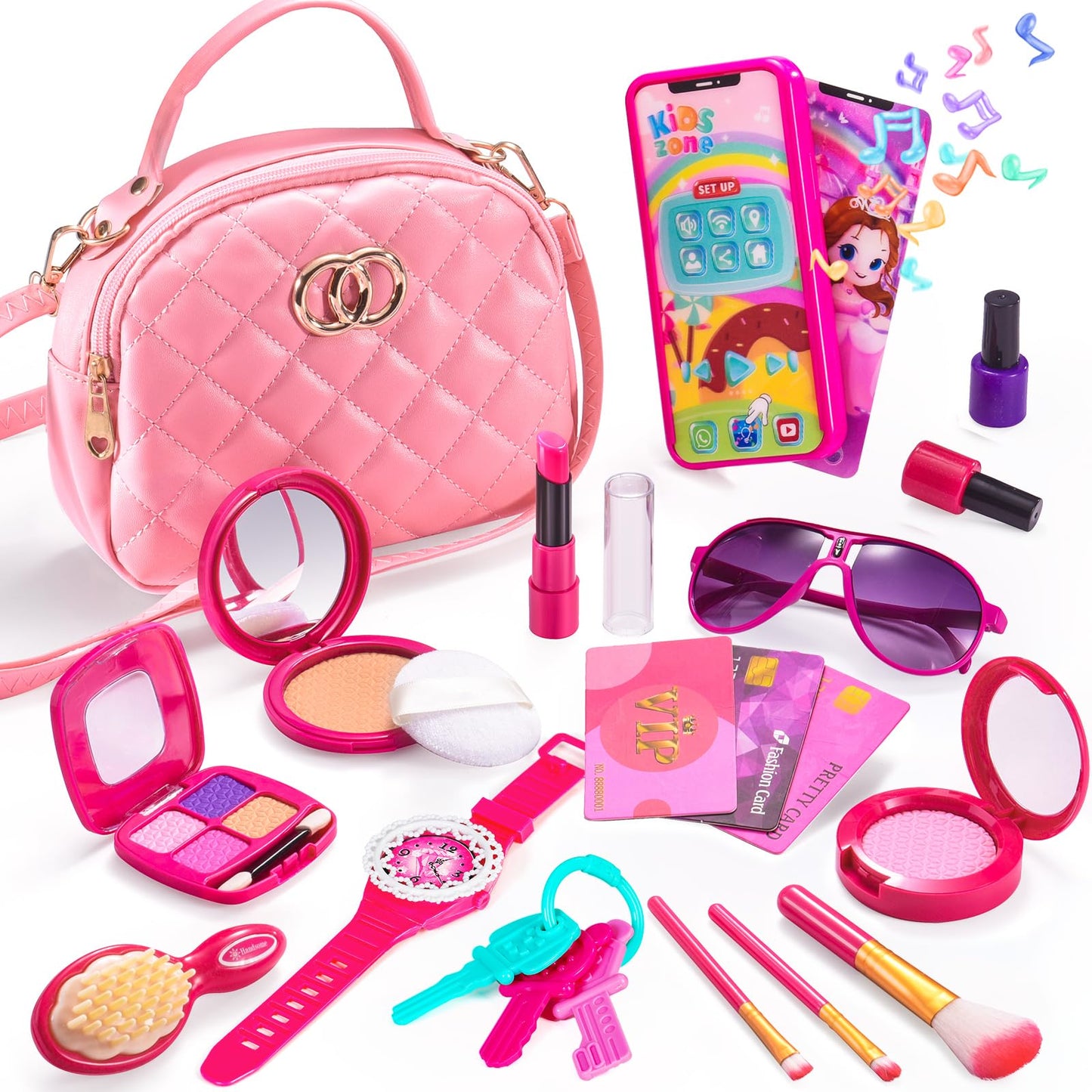 WESAYEE Toddler Purse with Pretend Makeup Kit – Dress-Up Set for Girls 3-8