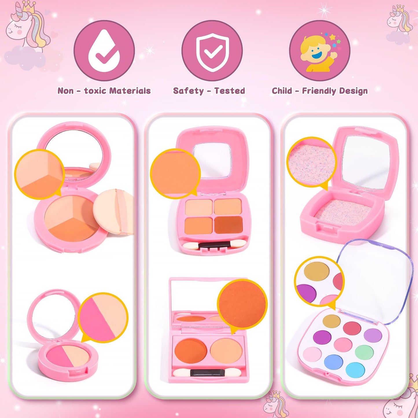WESAYEE Toddlers Pretend Play Makeup Set for Girls 3-7 | Safe Non-Toxic Toy Makeup