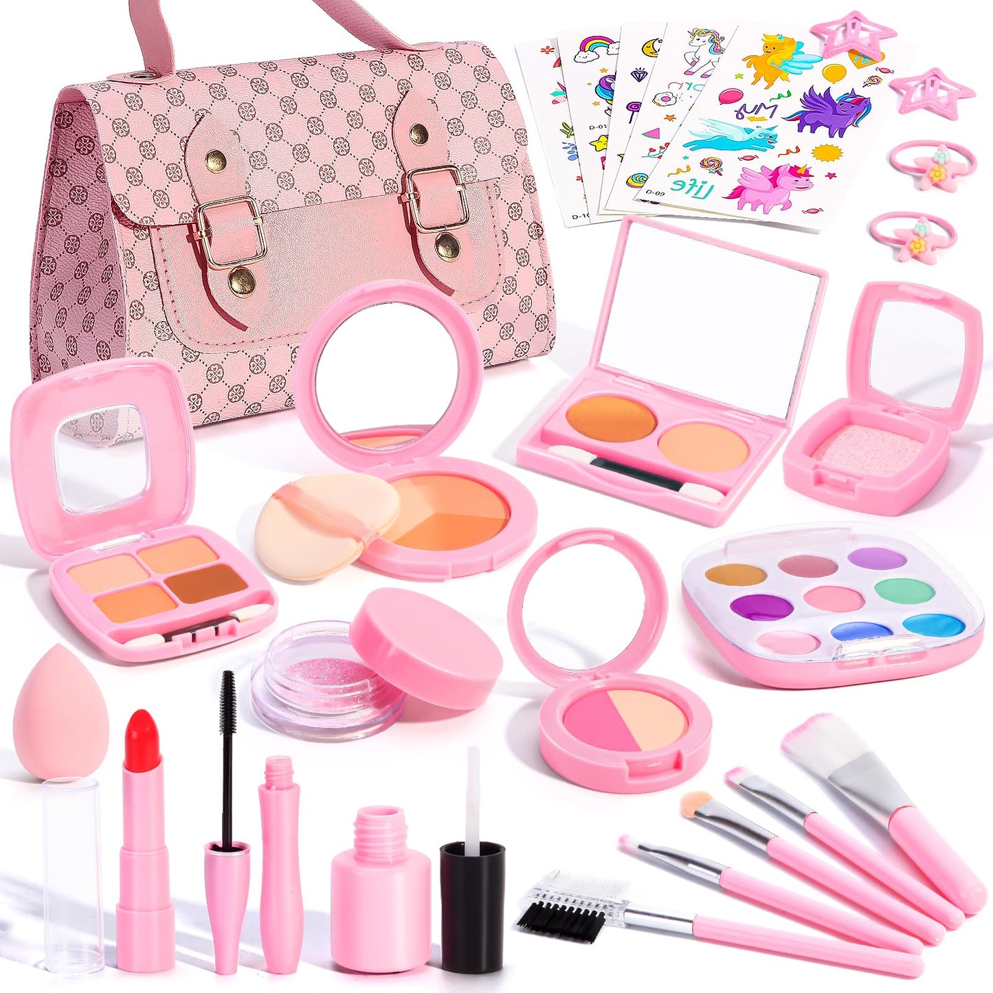 WESAYEE Toddlers Pretend Play Makeup Set for Girls 3-7 | Safe Non-Toxic Toy Makeup