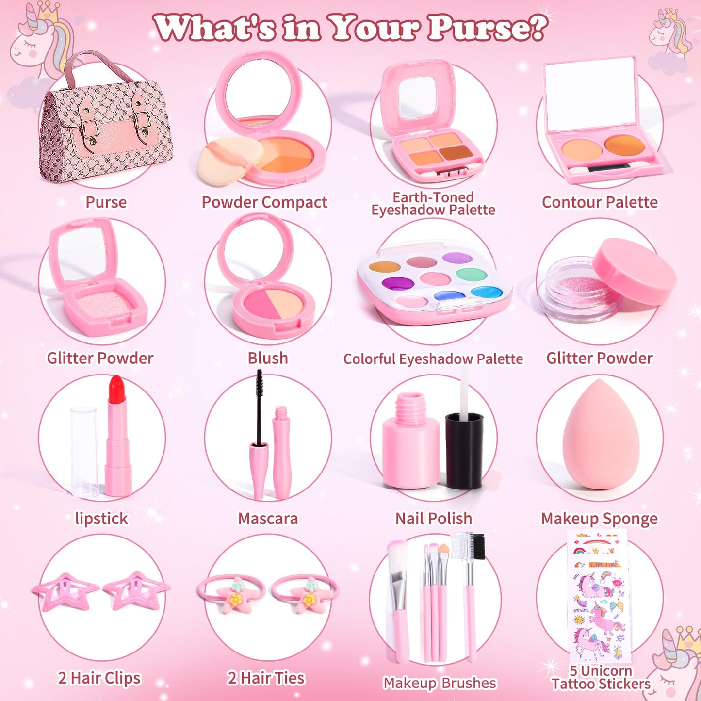 WESAYEE Toddlers Pretend Play Makeup Set for Girls 3-7 | Safe Non-Toxic Toy Makeup