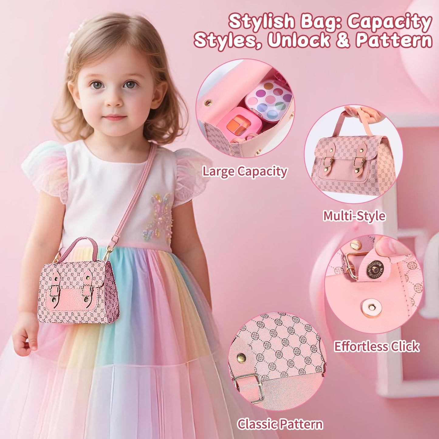 WESAYEE Toddlers Pretend Play Makeup Set for Girls 3-7 | Safe Non-Toxic Toy Makeup