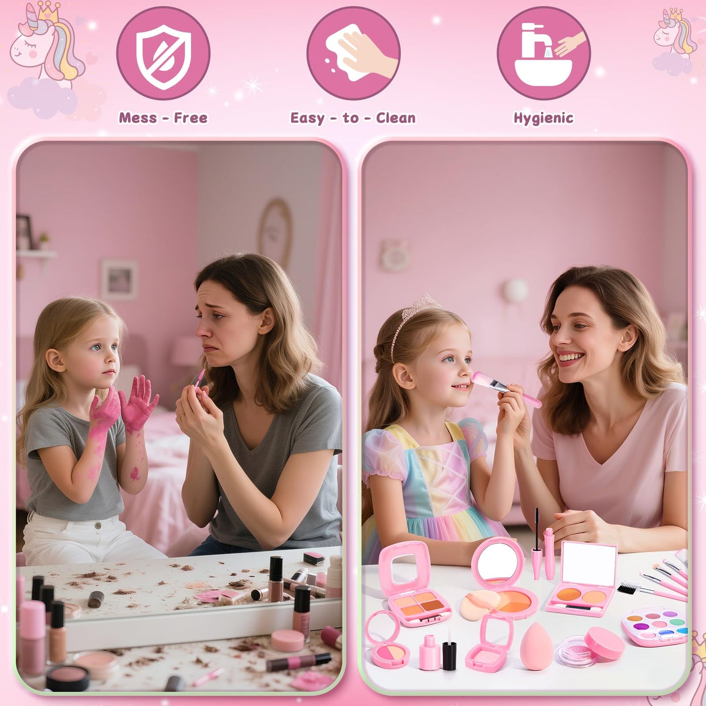 WESAYEE Toddlers Pretend Play Makeup Set for Girls 3-7 | Safe Non-Toxic Toy Makeup