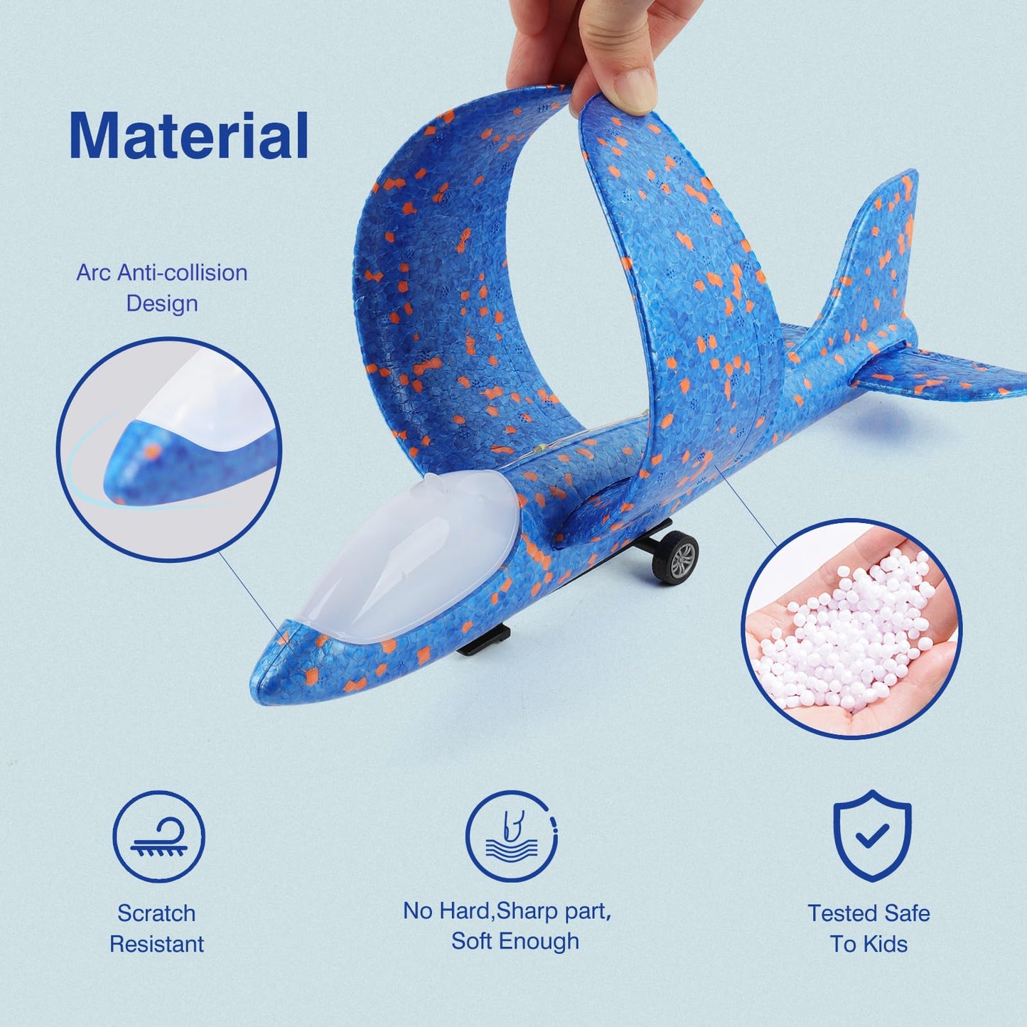 Wesfuner 3 Pack Foam Airplane Launcher Toys – 2 Flight Modes Glider Planes for Ages 3–12