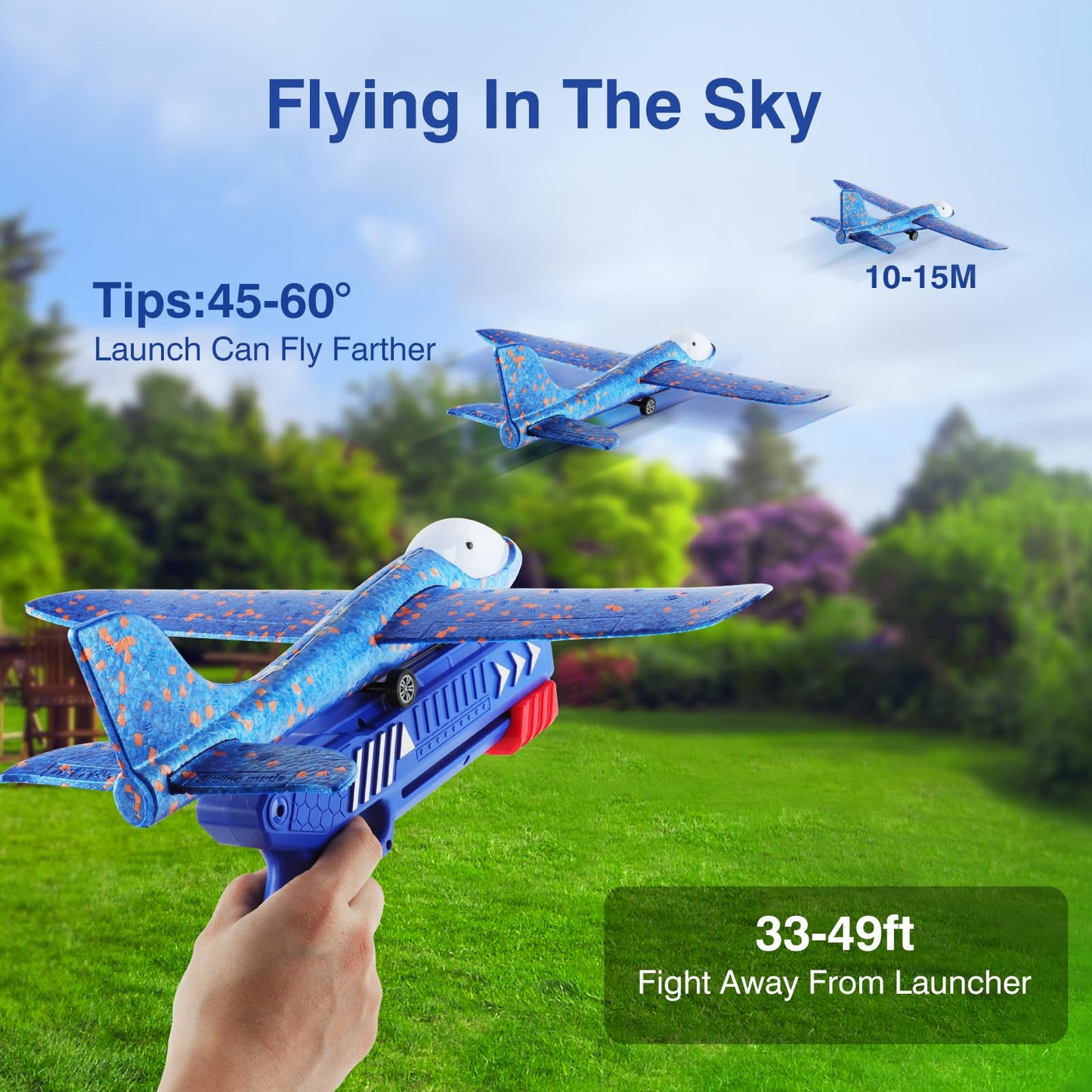 Wesfuner 3 Pack Foam Airplane Launcher Toys – 2 Flight Modes Glider Planes for Ages 3–12