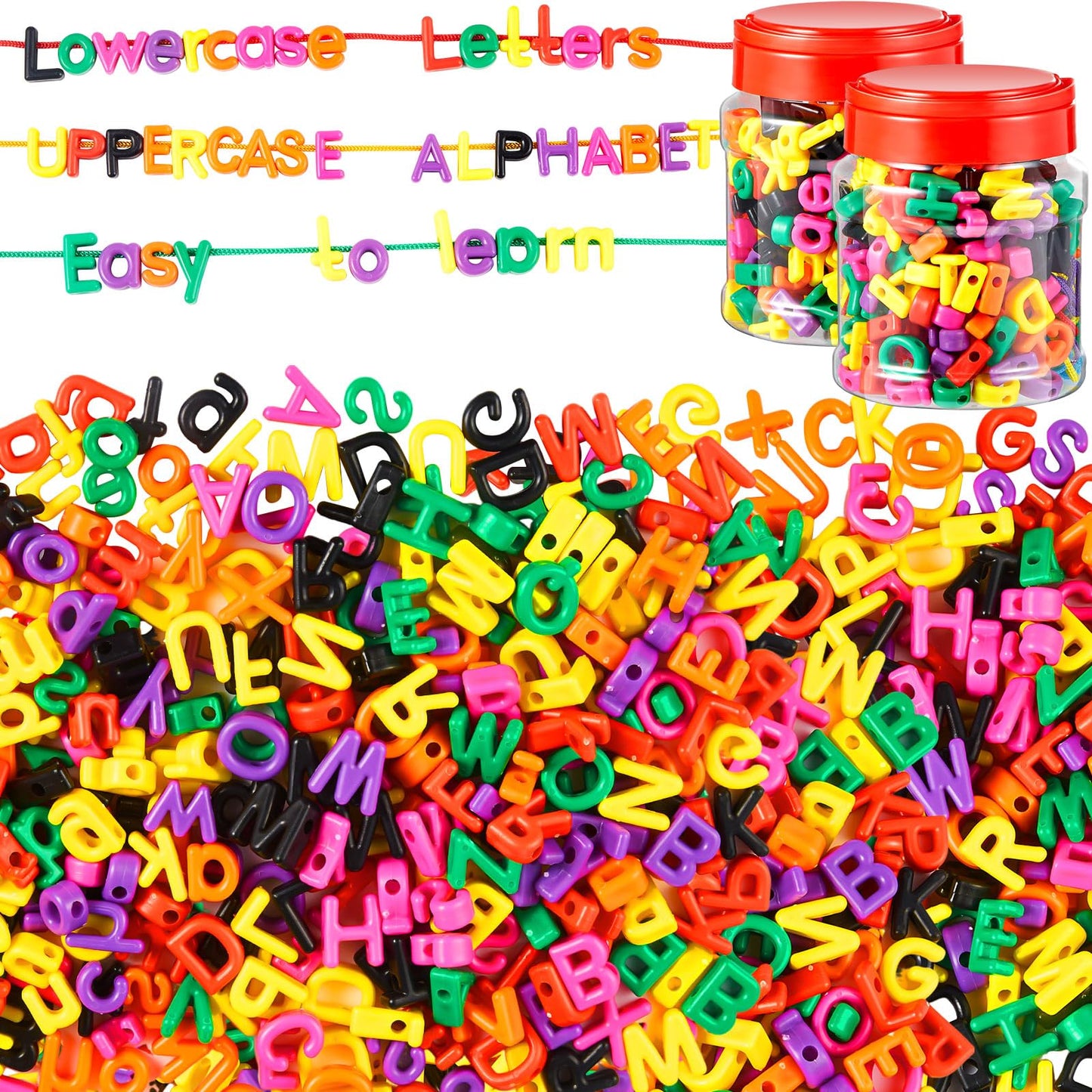 Wesiti 408 Pcs Lacing Letters Beads — Alphabet Learning Toys for Toddlers