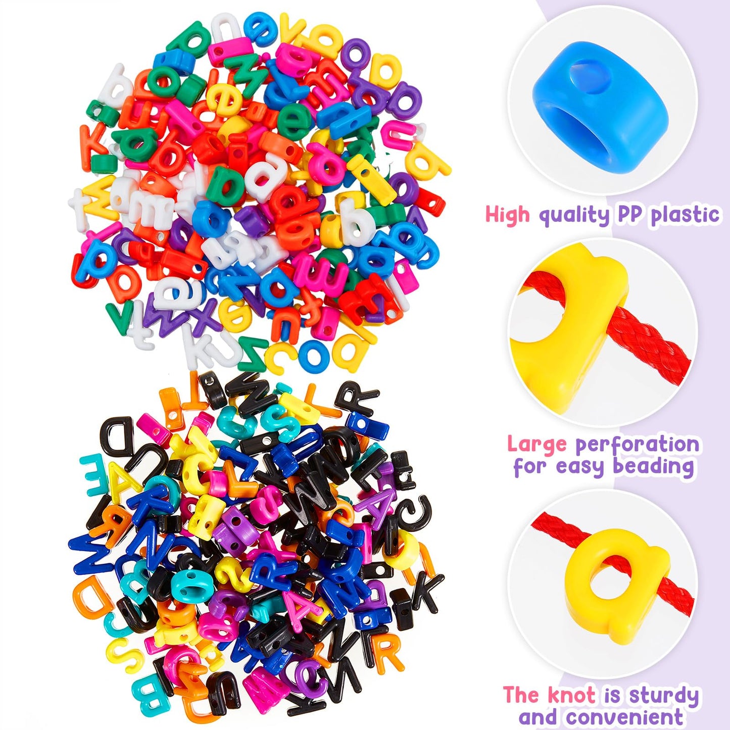 Wesiti 408 Pcs Lacing Letters Beads — Alphabet Learning Toys for Toddlers