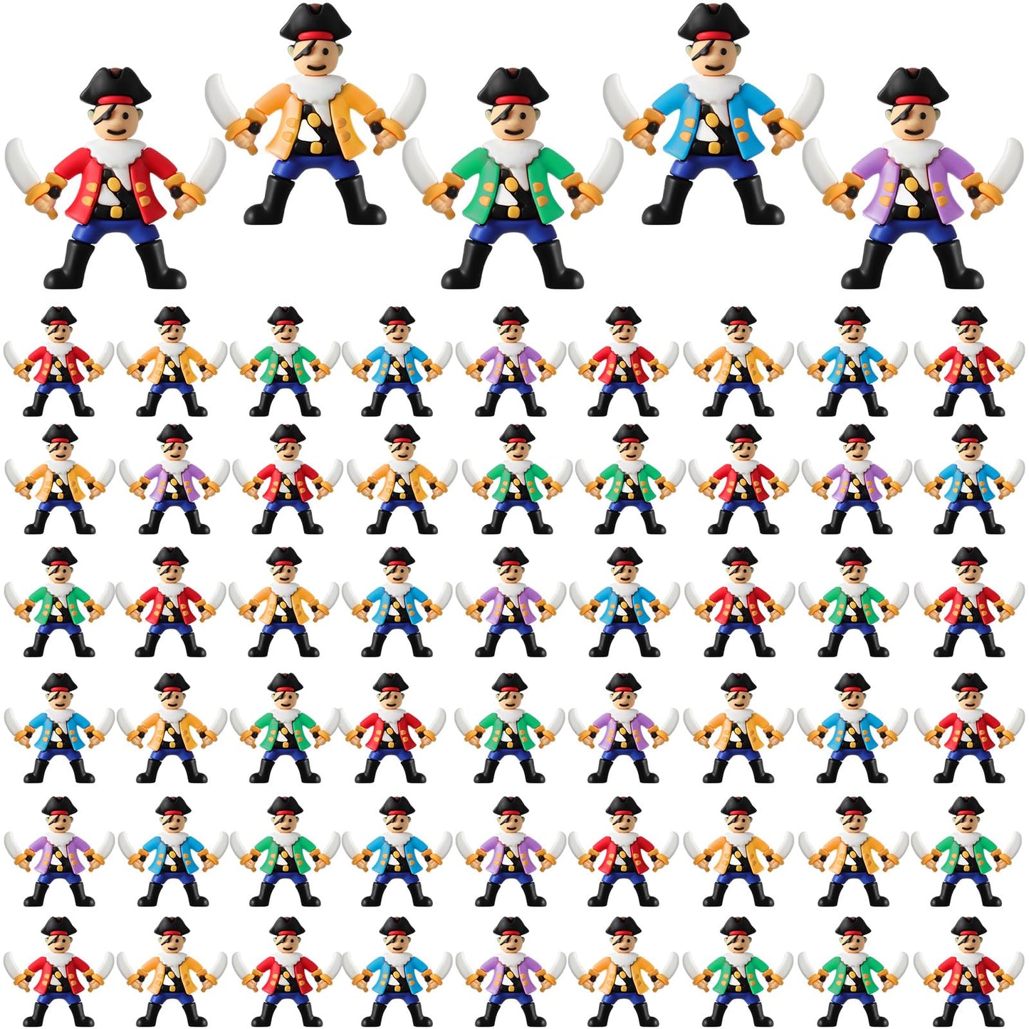 Wesiti 100 Pcs Mini Pirate Figurines – Colorful Party Favors & Cake Toppers