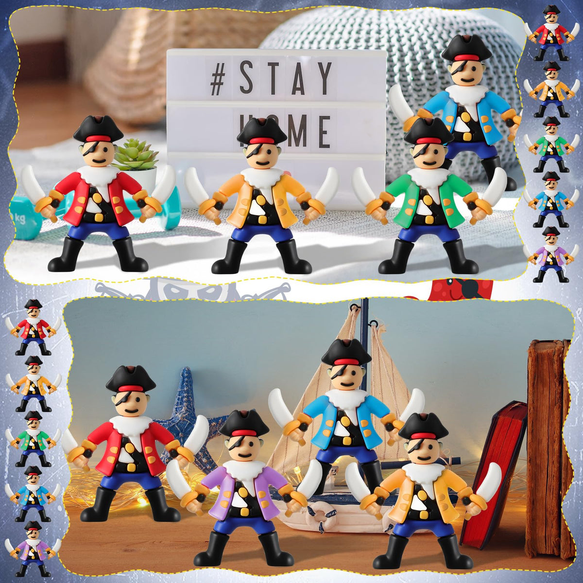 Wesiti 50 Pcs Mini Pirate Figurines – Party Favors, Cake Toppers & Decor