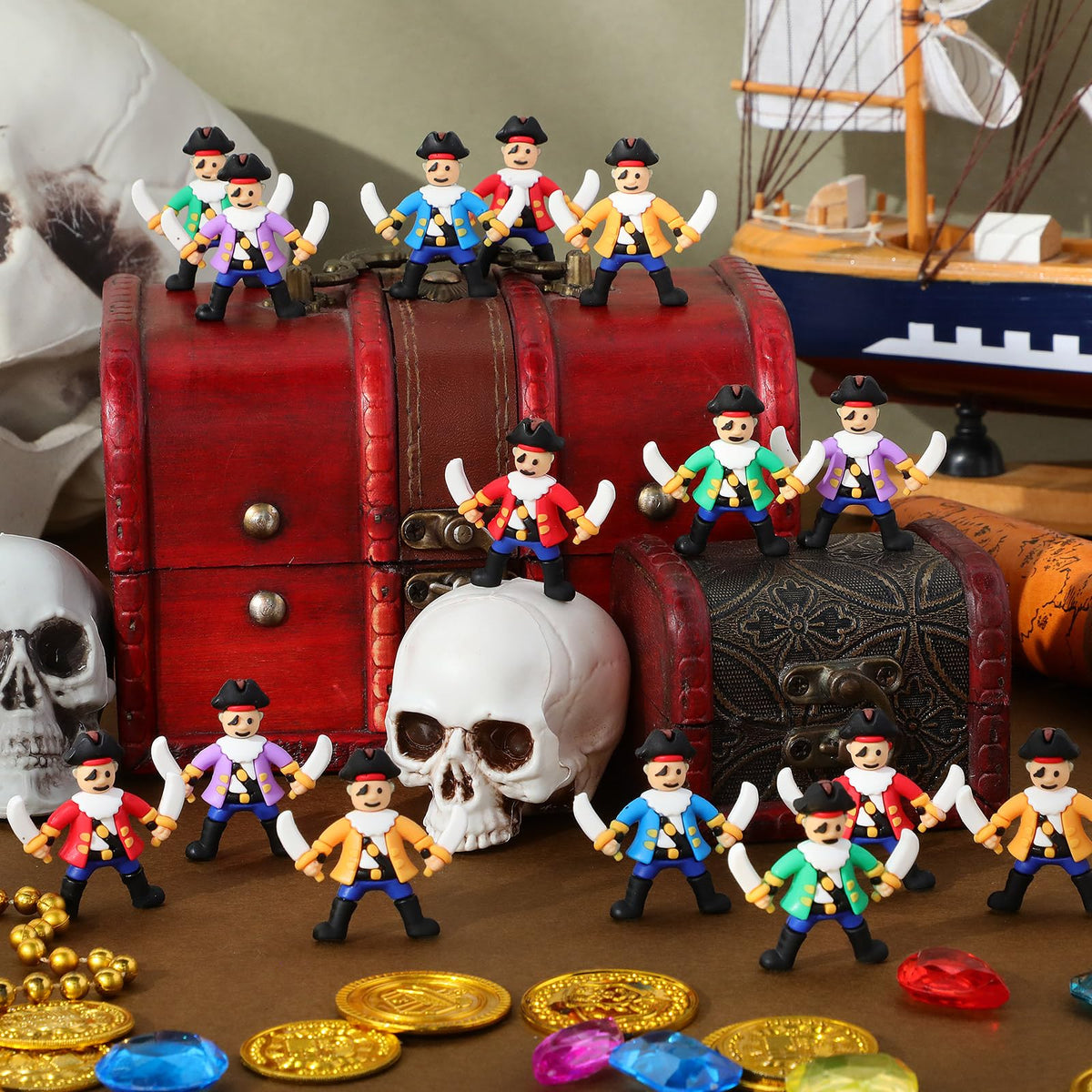 Wesiti 50 Pcs Mini Pirate Figurines – Party Favors, Cake Toppers & Decor