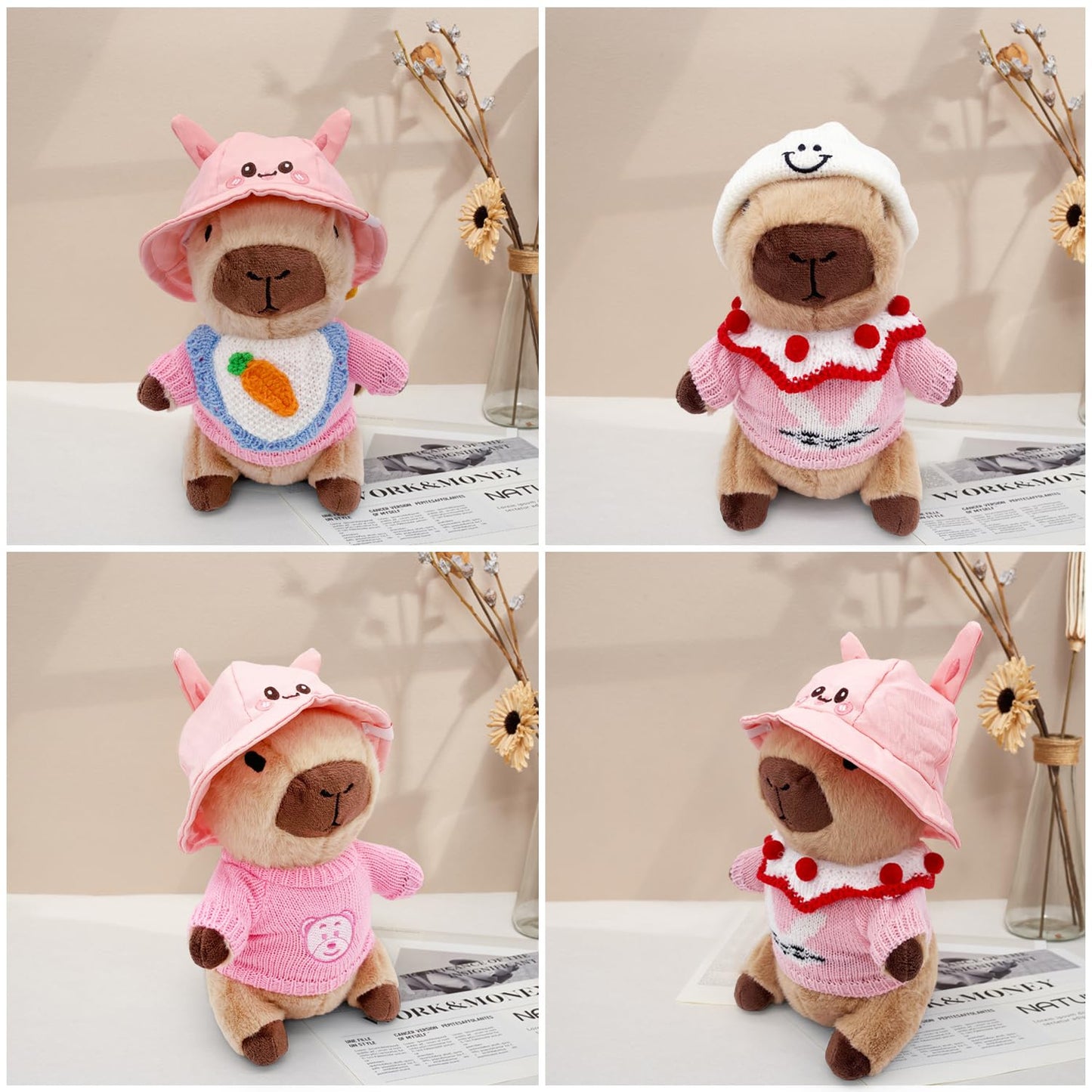 WESOPAN Capybara Plush Toy - 23/30/35 cm Pink Cuddly Stuffed Animal | Gift for Kids