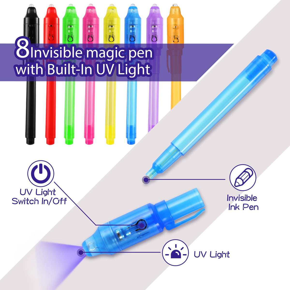 WEST STORY 16PCS Invisible Ink Spy Pen Set – Secret Messages & Party Favors for Kids