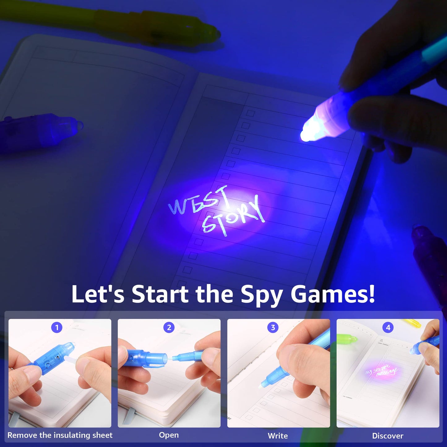WEST STORY 16PCS Invisible Ink Spy Pen Set – Secret Messages & Party Favors for Kids