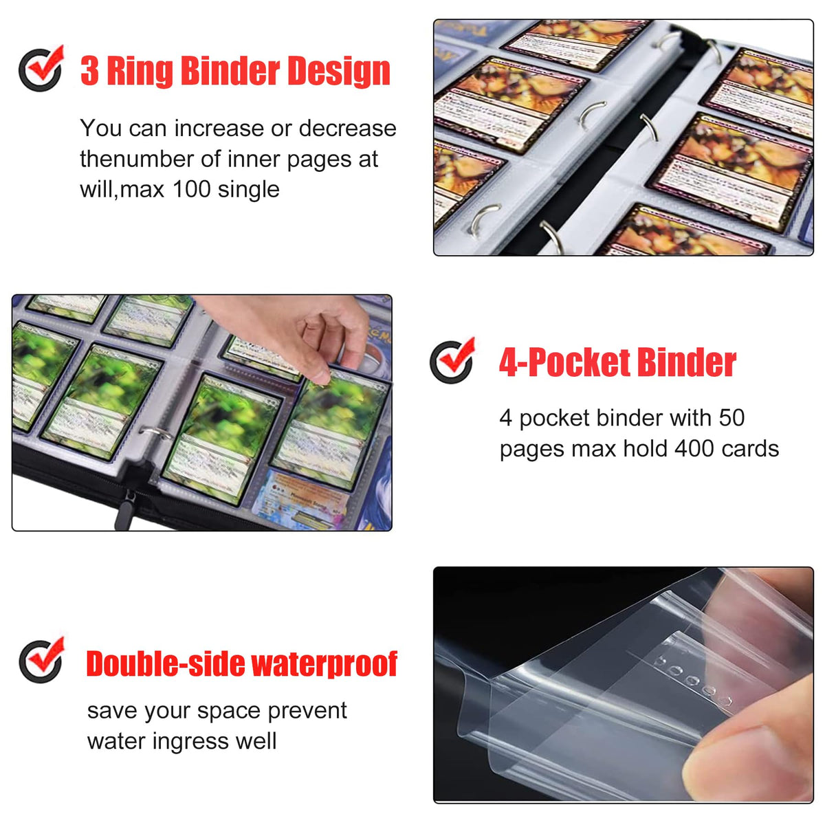 West Tune 400-Pockets Trading Card Binder for One Piece Cards — Waterproof, Portable Storage