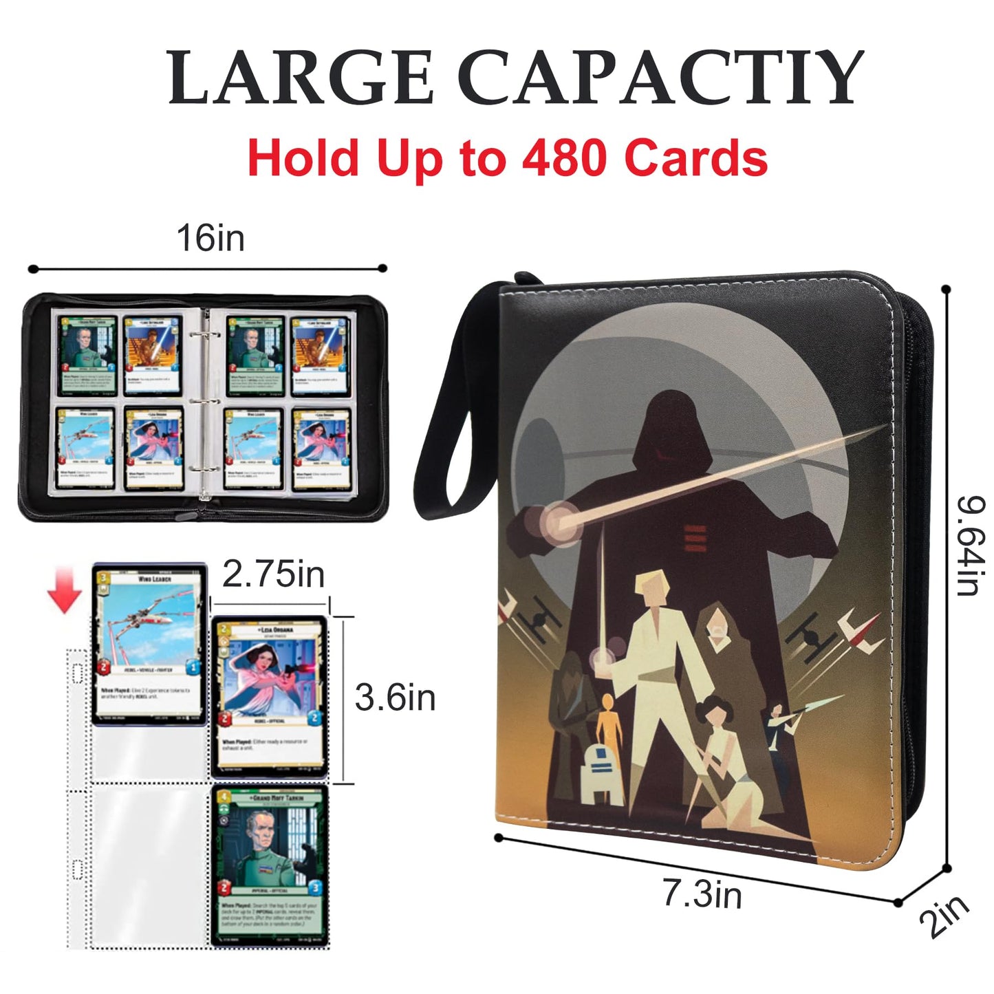WEST TUNE Card Binder 4-Pocket with 60 Removable Sheets – Waterproof Trading Card Organizer (Up to 480 Cards)