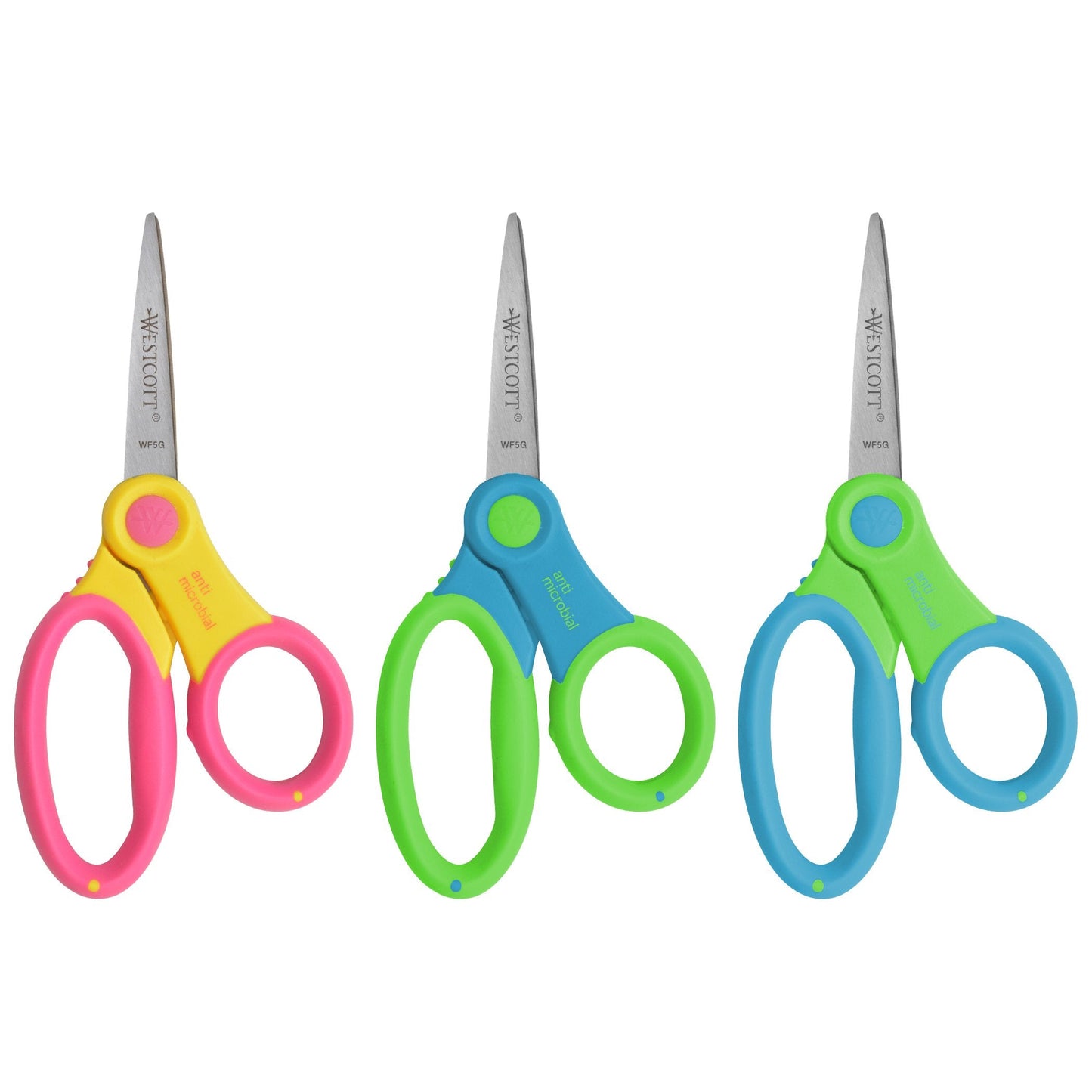 Westcott 14597 Right- and Left-Handed Kids Scissors, Soft Handle, 5-Inch Pointed Tip – Ages 4-8