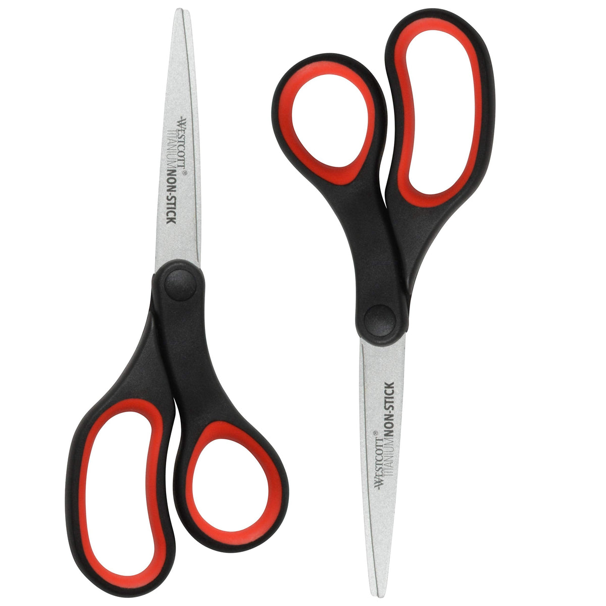 Westcott 8-Inch Titanium-Bonded Non-Stick Scissors, 2-Pack - Black and Red