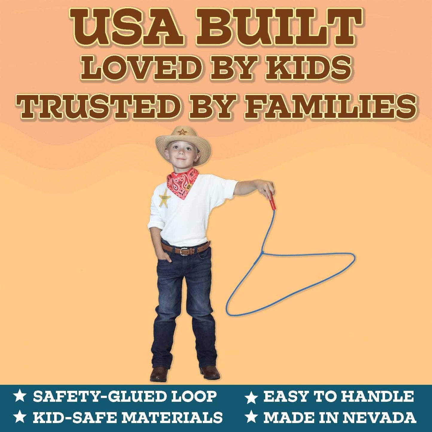 Western Stage Props Kiddie Trick Rope Lasso – Pre-Tied, Green (Ages 4-10)