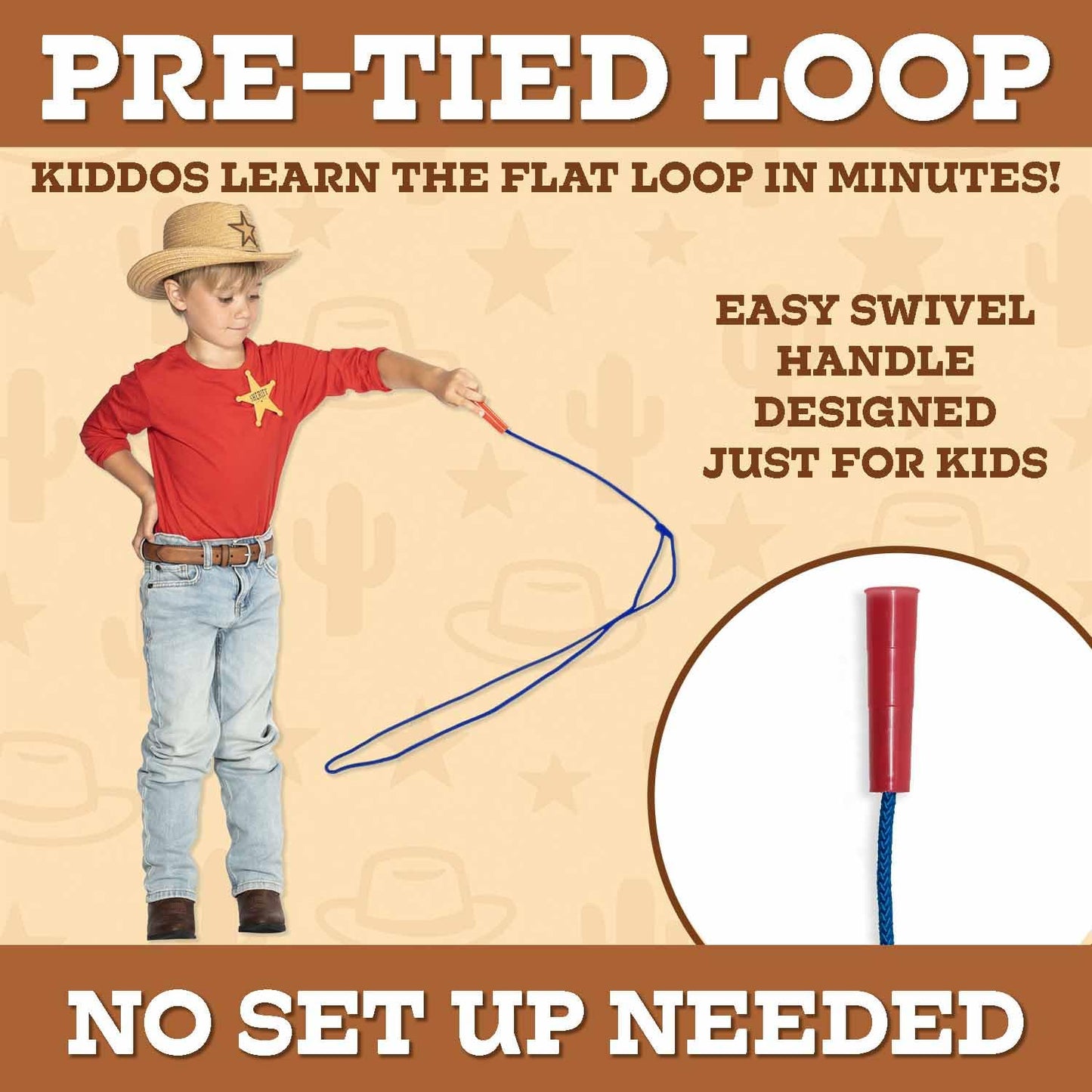 Western Stage Props Kiddie Trick Rope Lasso – Pre-Tied, Ages 4-10, Blue