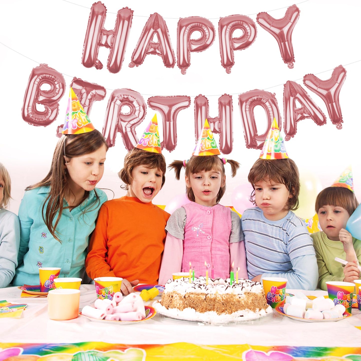 WESTGO Happy Birthday Banner Rose Gold 16-Inch Mylar Foil Letters | Reusable Party Decor