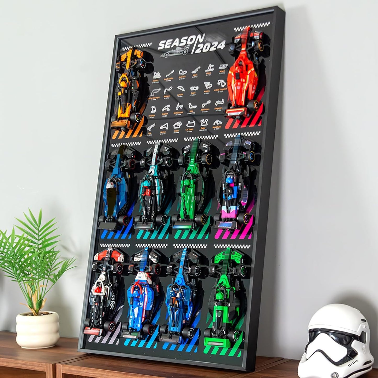 WETCEAOM Display Wallboard for Lego F1 Speed Champions 10-in-1 Cars 77242-77251 | Space-Saving Wall Mount