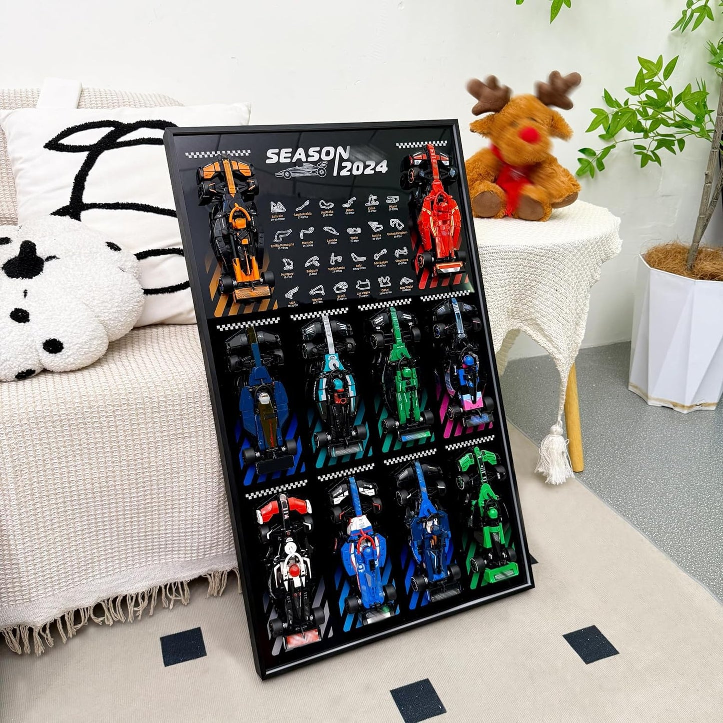 WETCEAOM Display Wallboard for Lego F1 Speed Champions 10-in-1 Cars 77242-77251 | Space-Saving Wall Mount