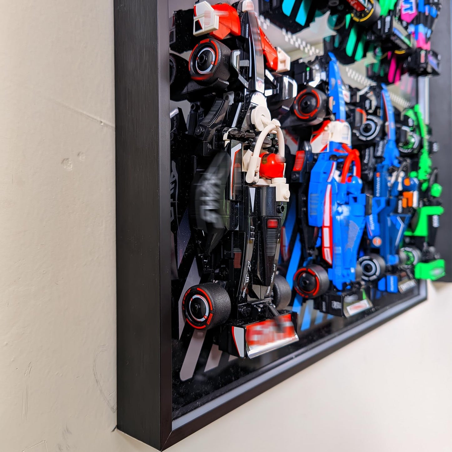 WETCEAOM Display Wallboard for Lego F1 Speed Champions 10-in-1 Cars 77242-77251 | Space-Saving Wall Mount