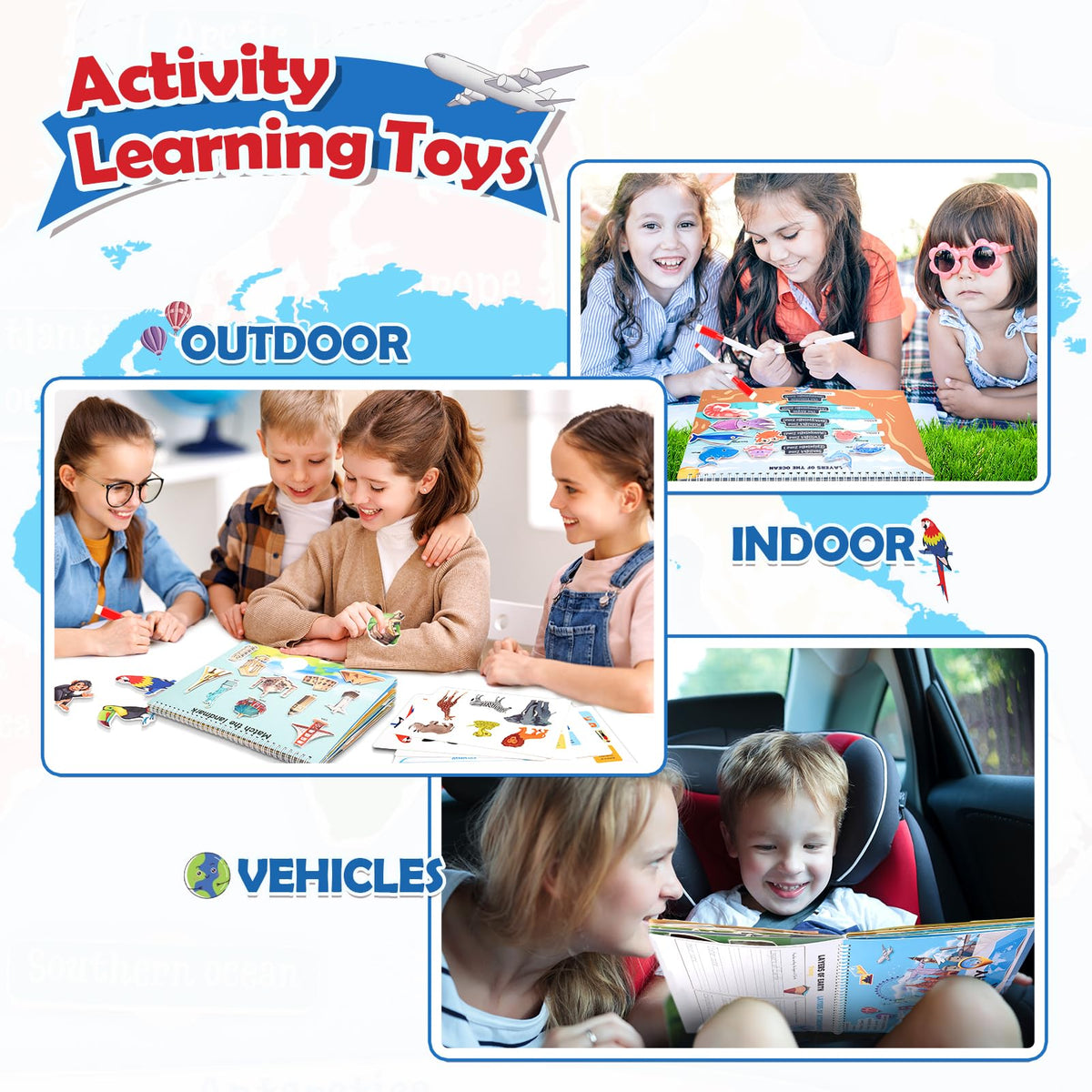 WethCorp Geography Busy Book – Educational Toy for Kids Aged 3-8 | Travel-Friendly Learning