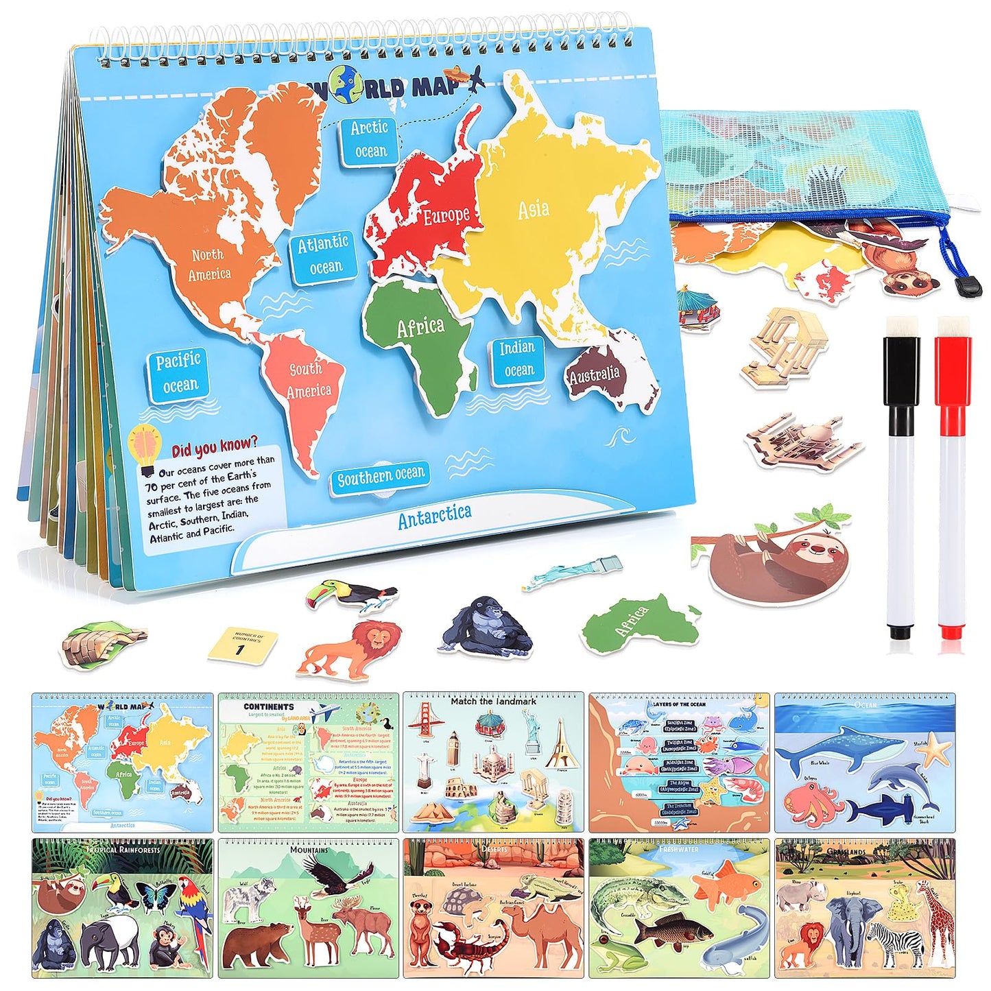 WethCorp Geography Busy Book – Educational Toy for Kids Aged 3-8 | Travel-Friendly Learning