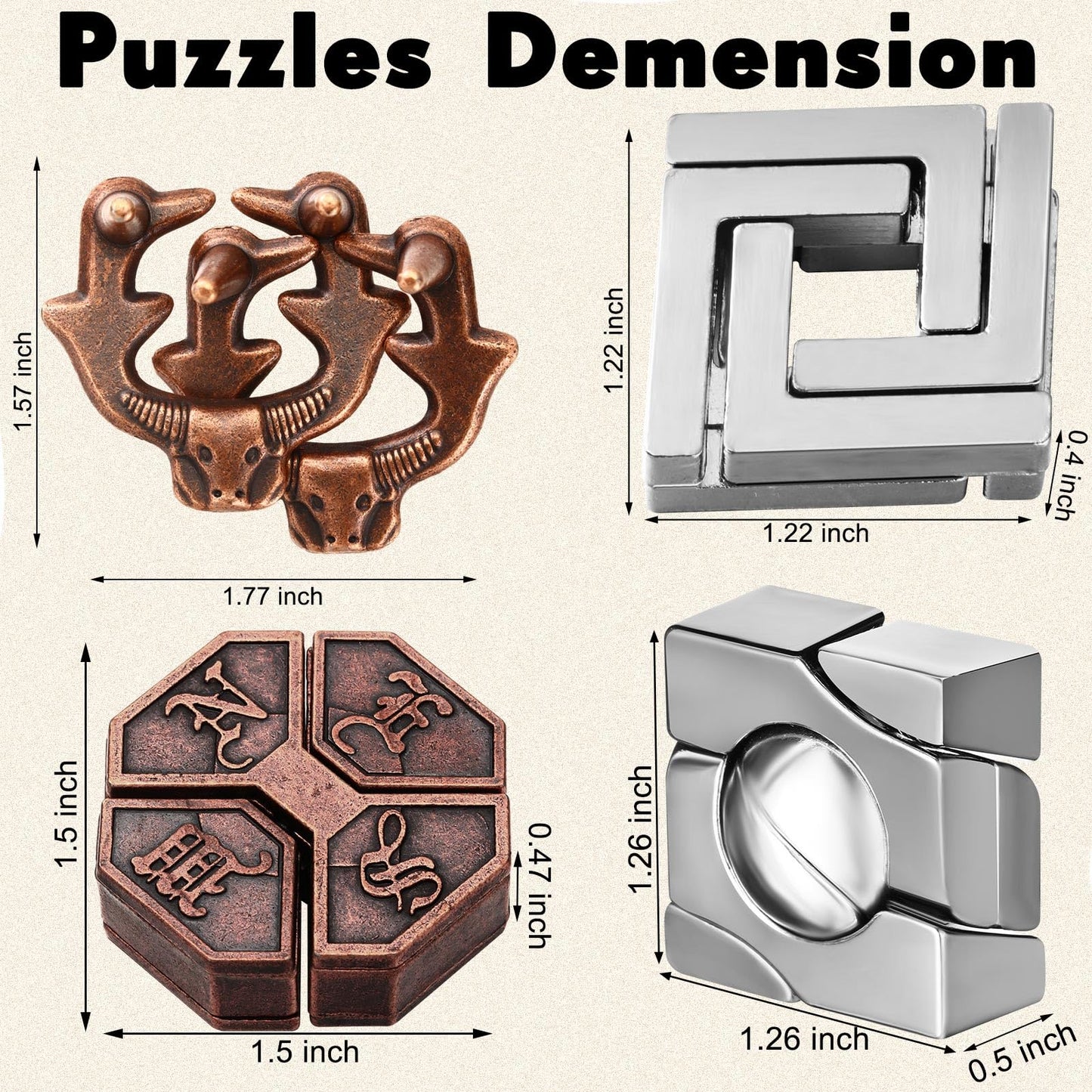Wettarn 9 Pcs Metal Brain Teaser Puzzles – 3D Interlocking Steel Puzzles for Adults | Mind Challenge