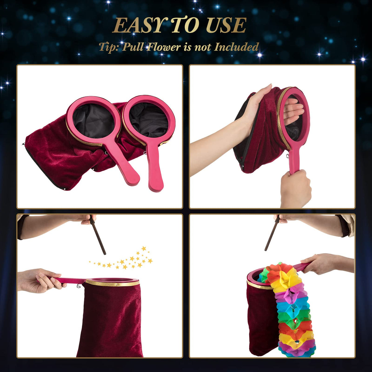 Wettarn 2 Pcs Christmas Change Bag – Velvet Magic Prop with Zipper & Twisting Handle