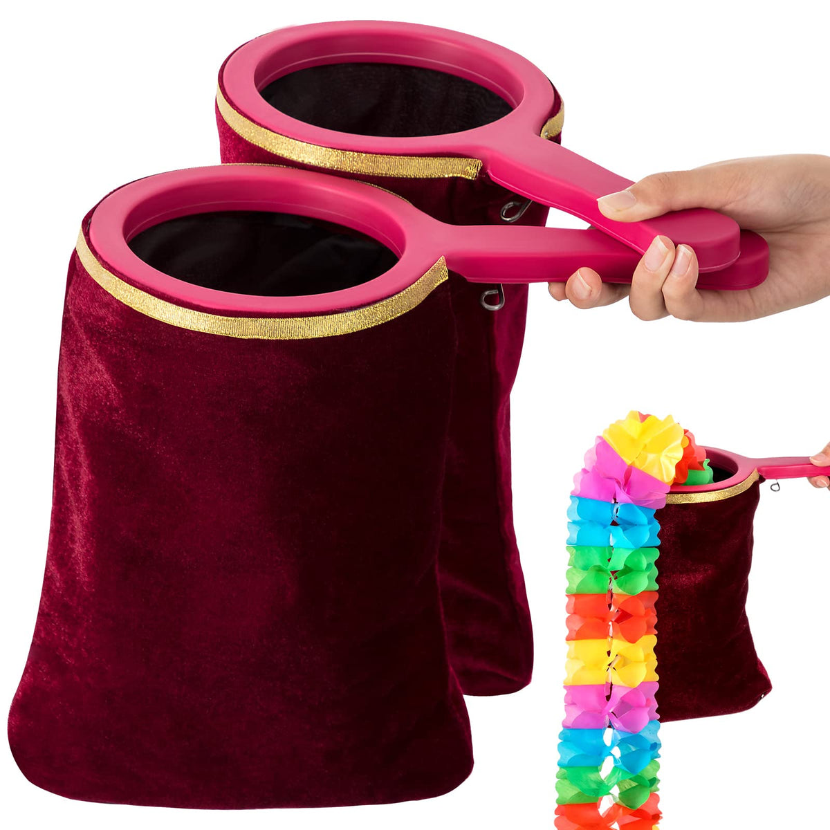 Wettarn 2 Pcs Christmas Change Bag – Velvet Magic Prop with Zipper & Twisting Handle
